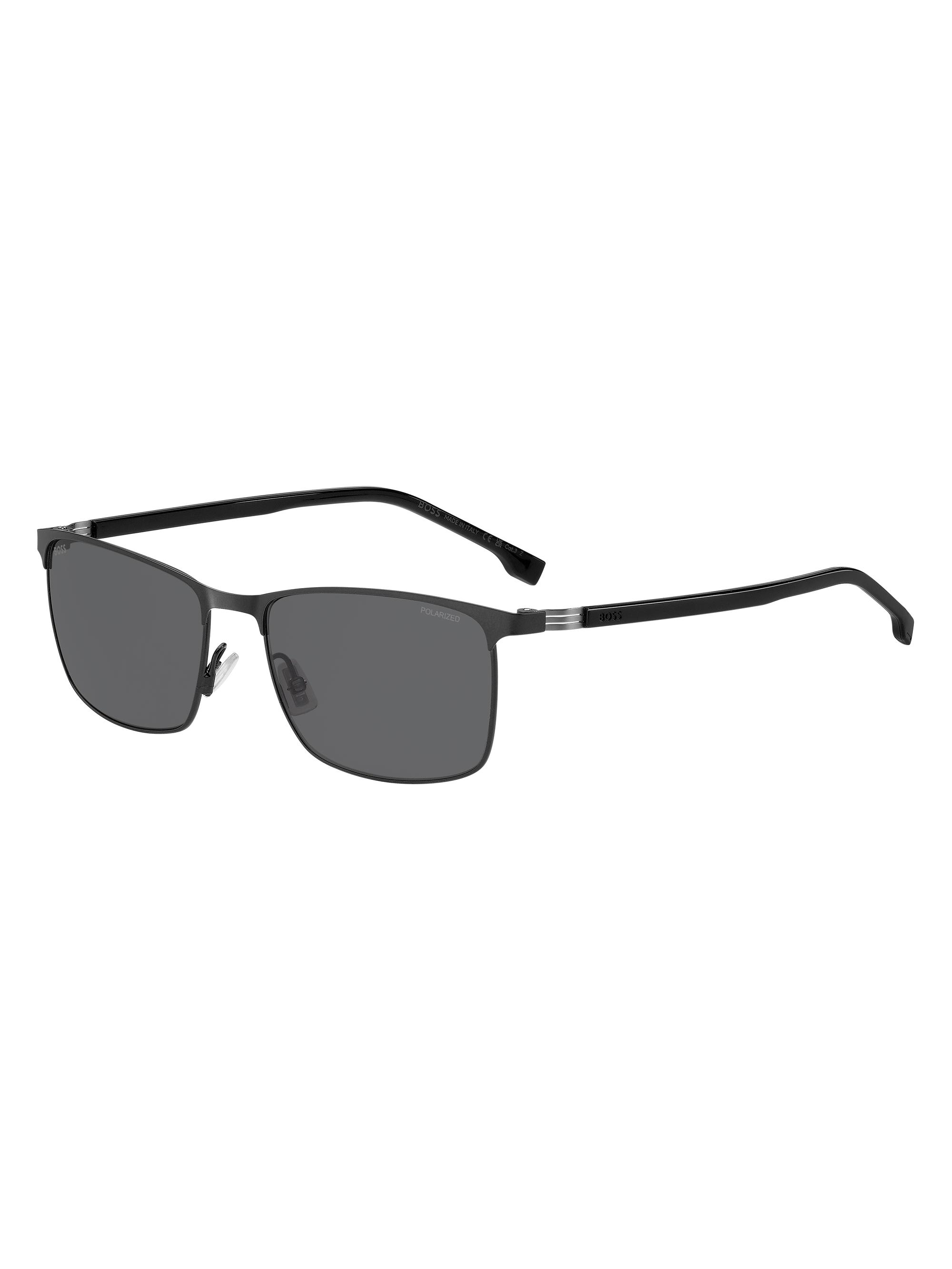 BOSS Men's 1635S 57MM Rectangular Sunglasses - Matte Ruthenium Dark Grey