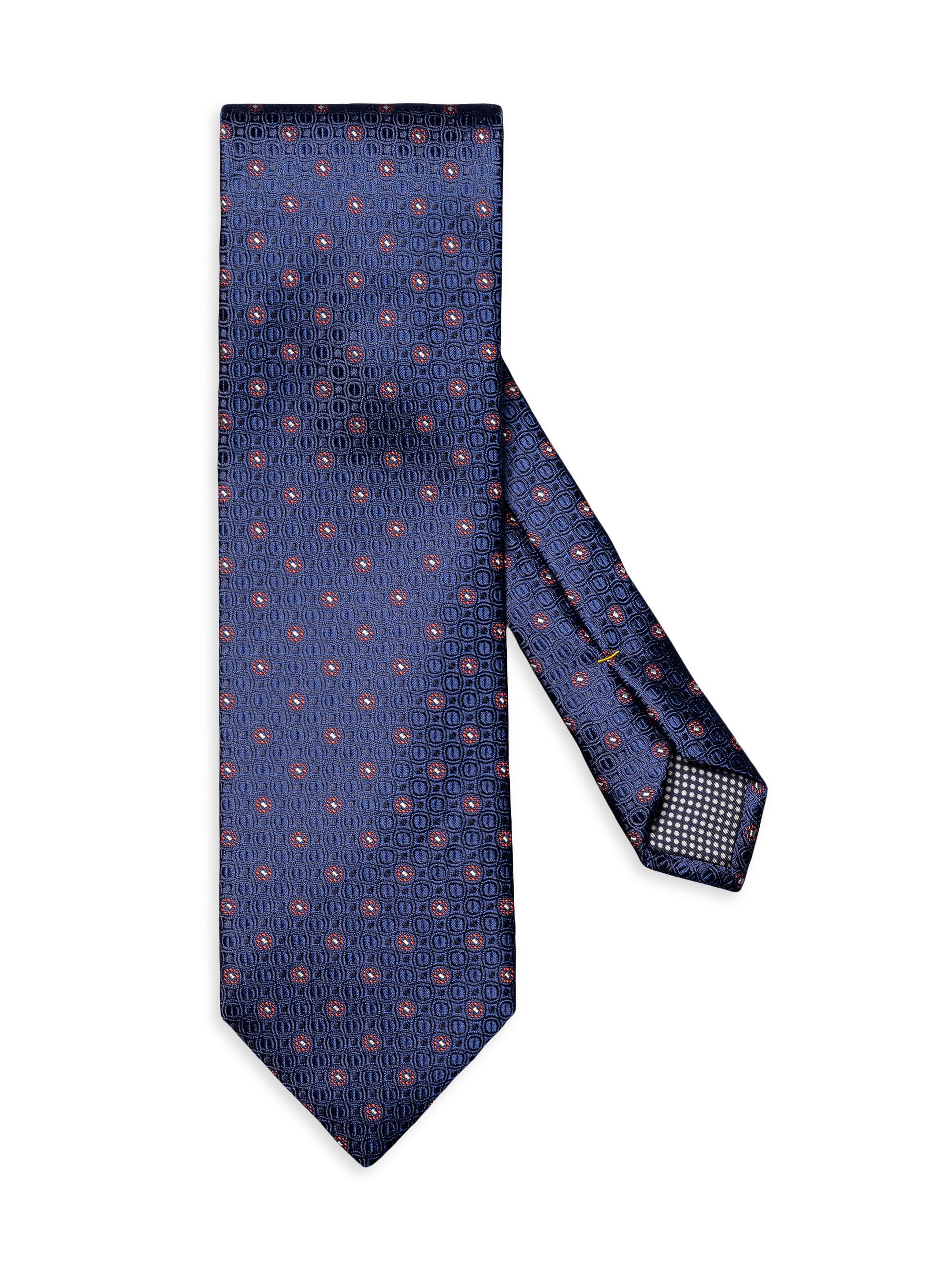 Eton Men's Floral Silk Tie - Dark Blue