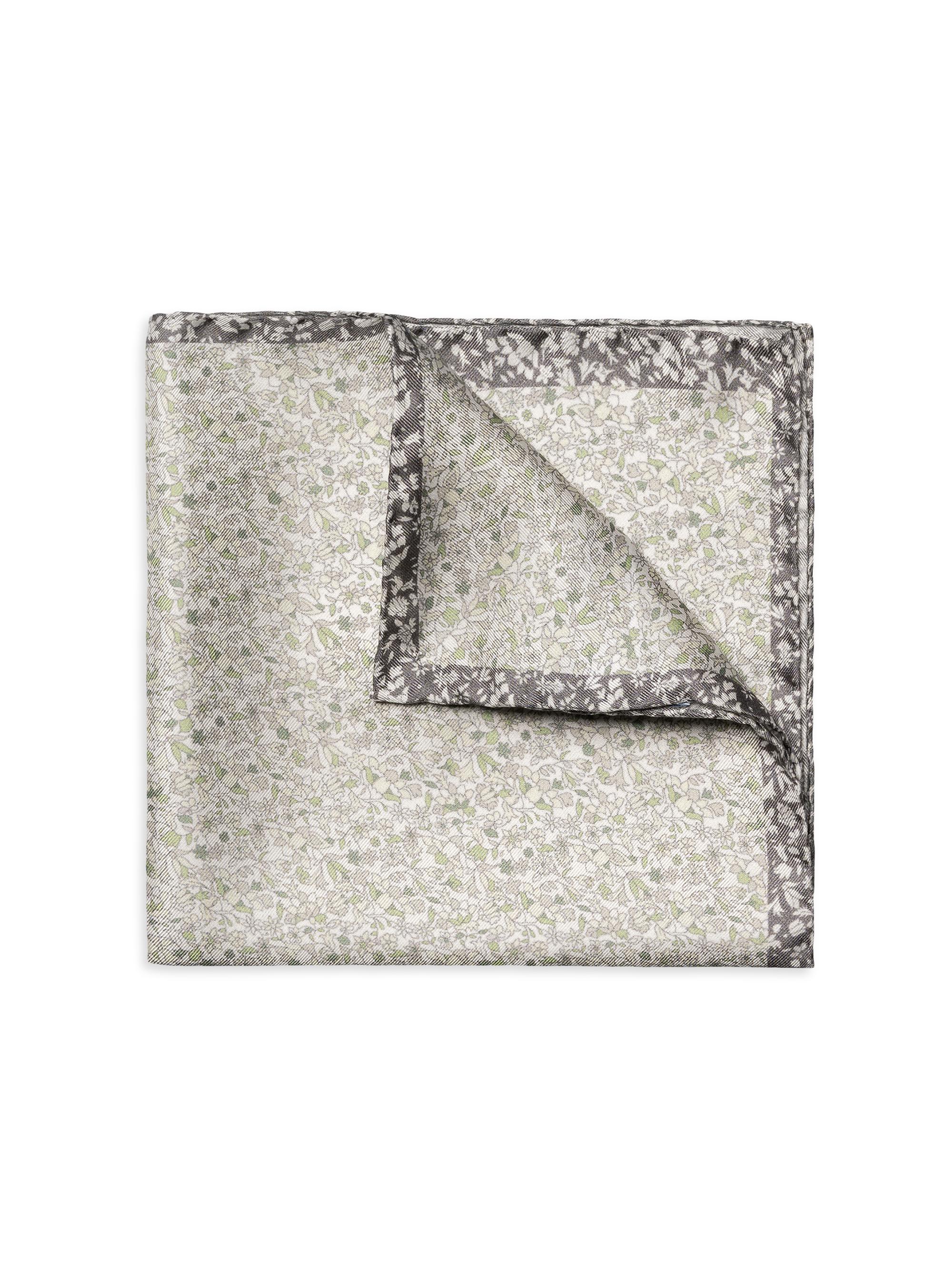 Eton Men's Floral Silk Pocket Square - Blue