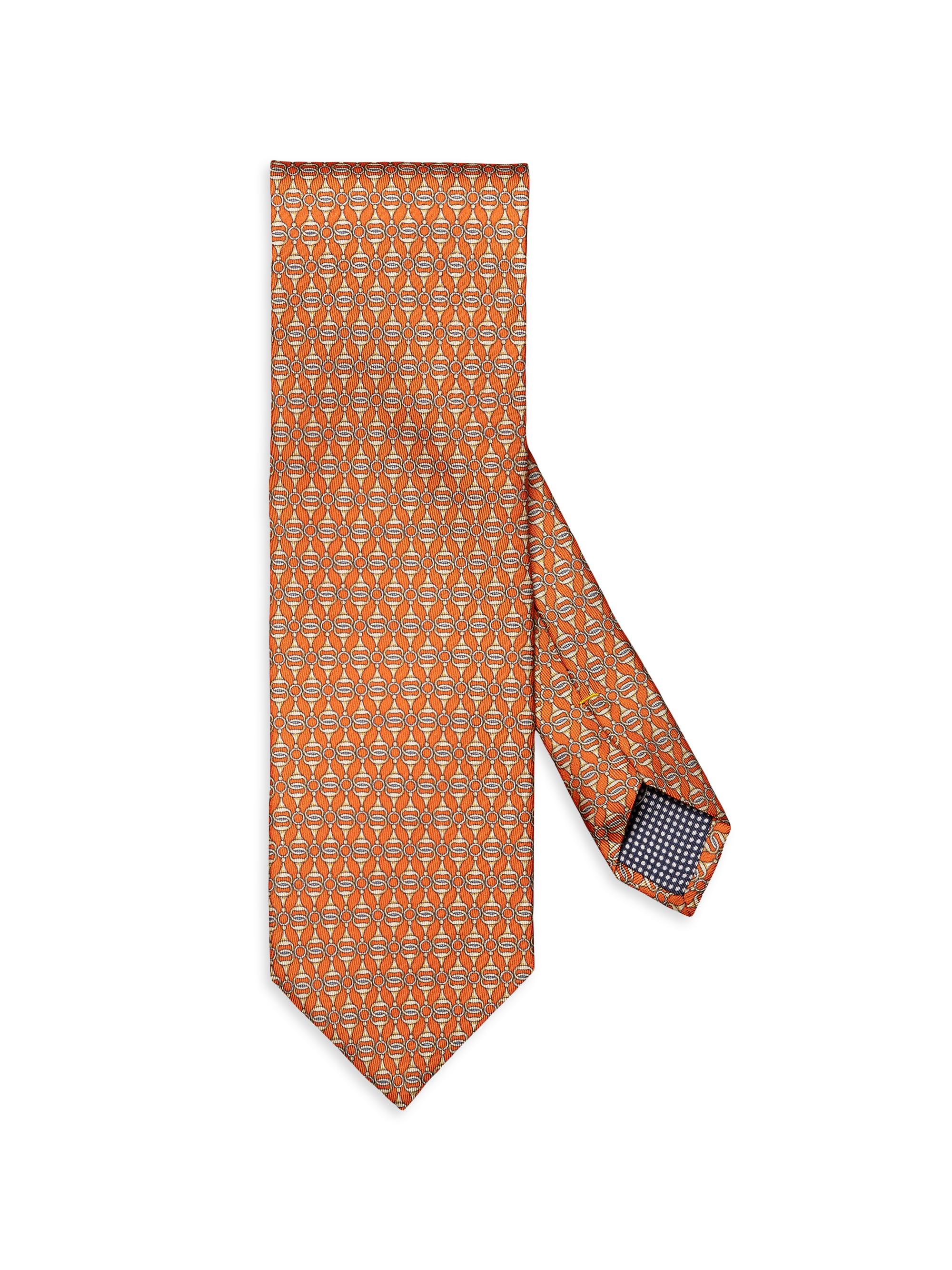 Eton Men's Geometric Silk Tie - Orange
