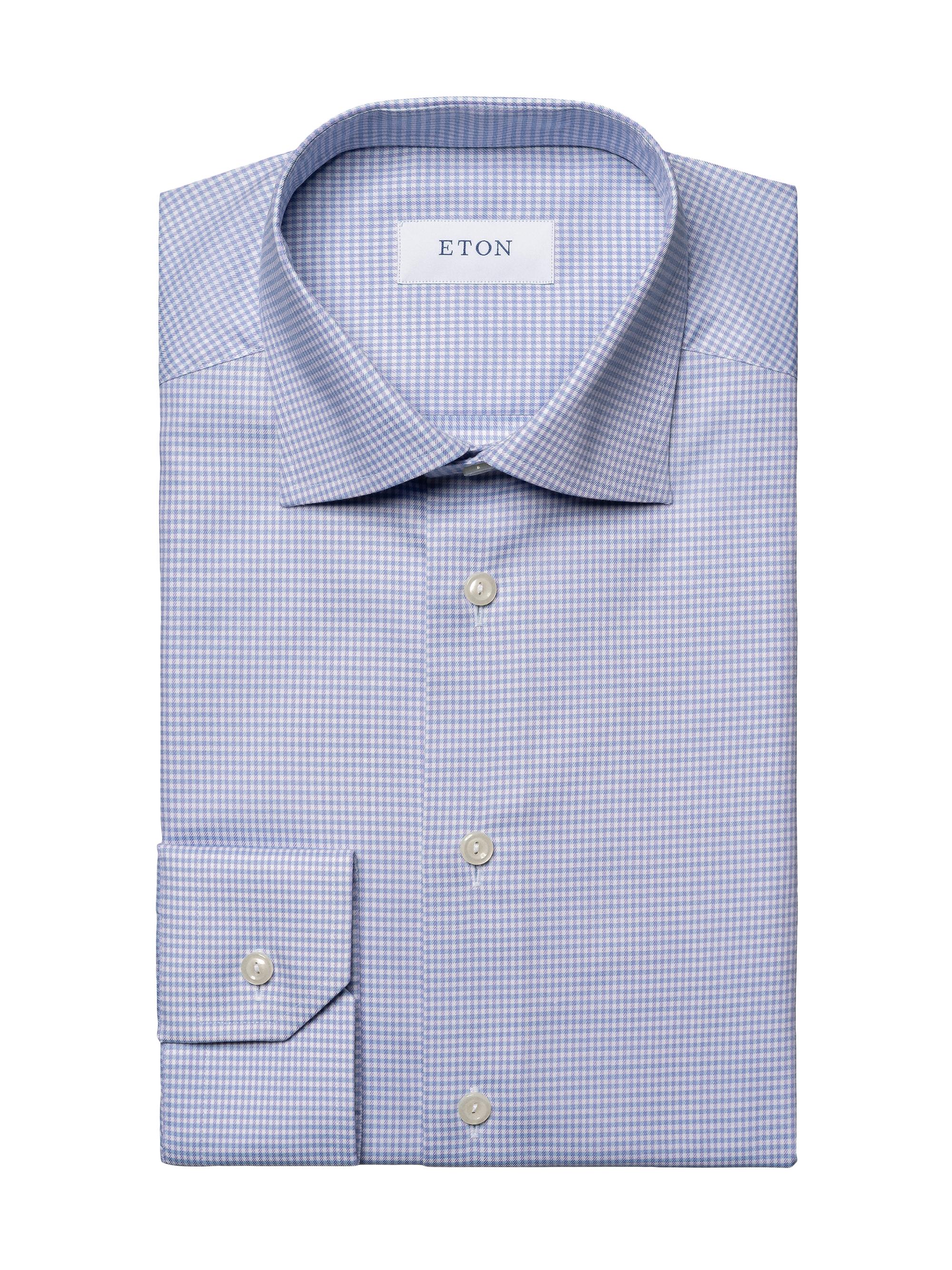 Eton Men's Contemporary-Fit Micro Check Cotton Tencel Shirt - Purple