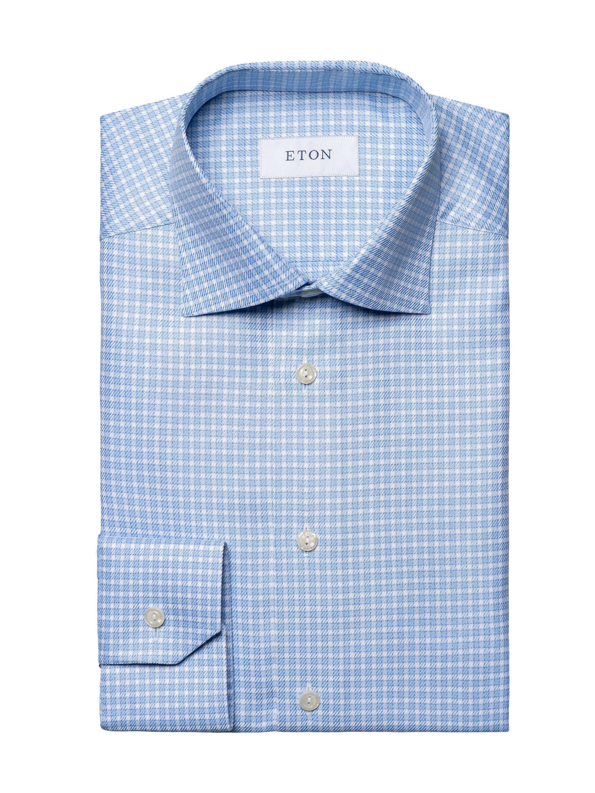 Eton Men's Contemporary-Fit Check Twill Shirt - Blue