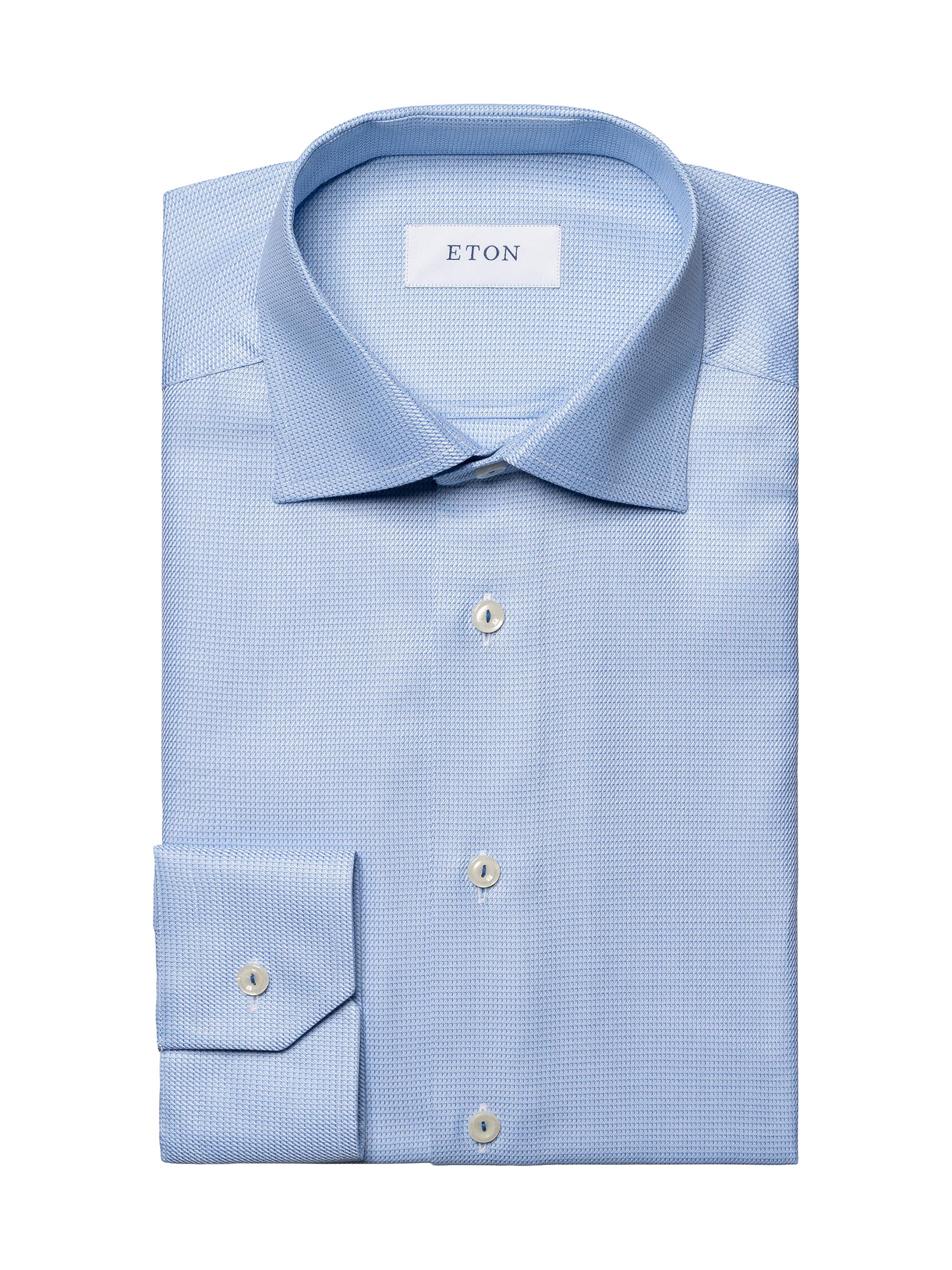Eton Men's Contemporary-Fit Semi Solid Twill Shirt - Blue