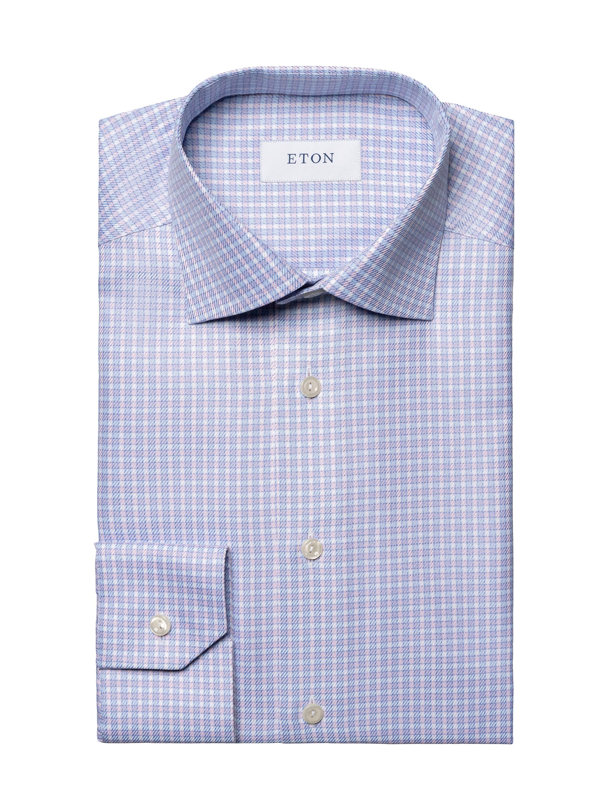 Eton Men's Slim-Fit Check Twill Shirt - Pink