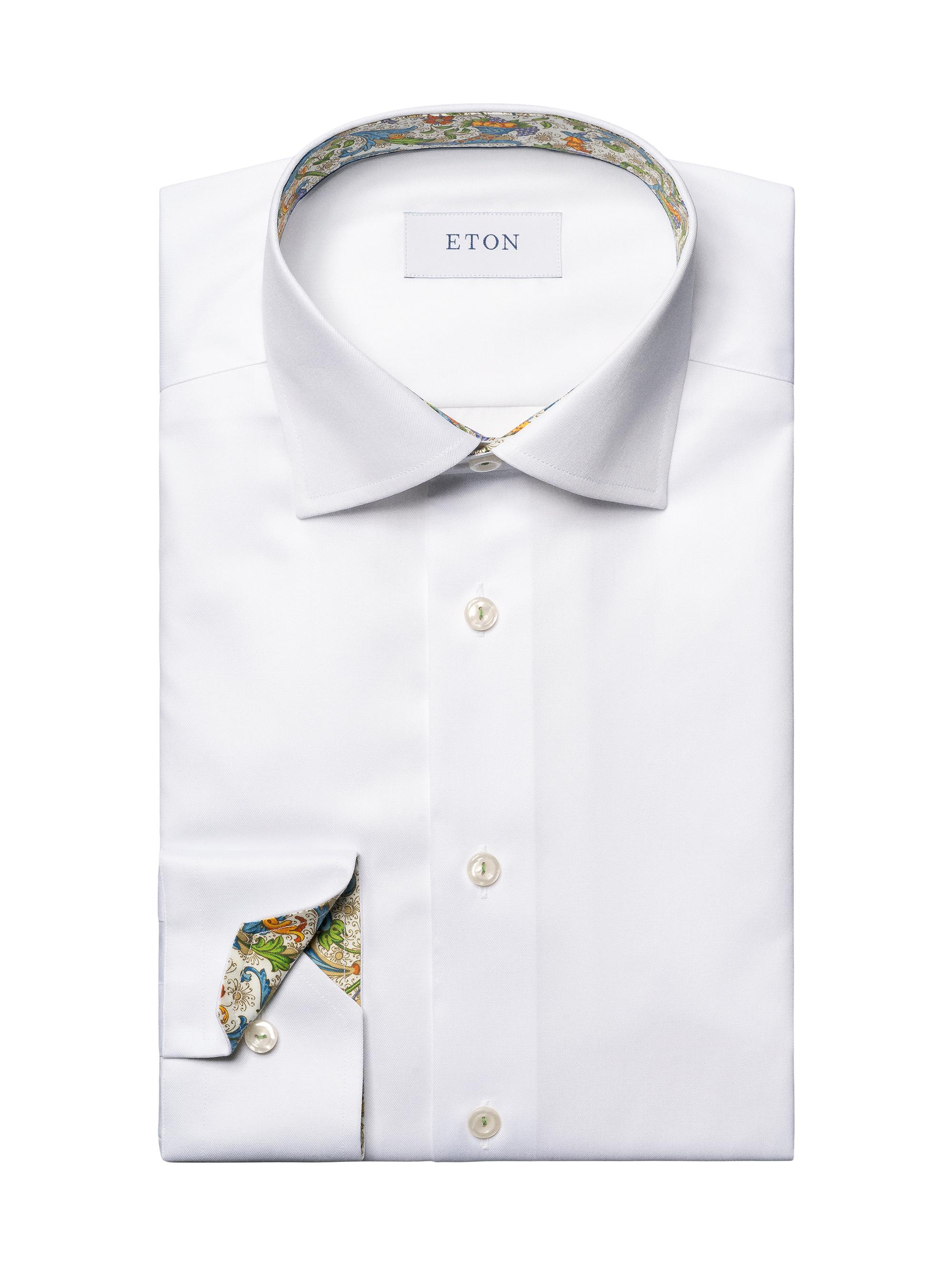 Eton Men's Floral Contemporary-Fit Twill Button-Front Shirt - White