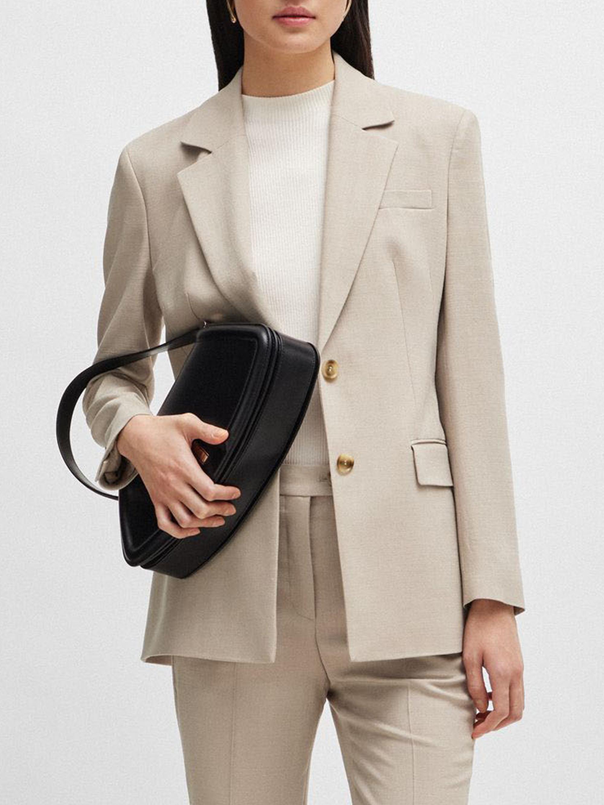 BOSS Women's Single-Breasted Jacket in Stretch Fabric - Beige