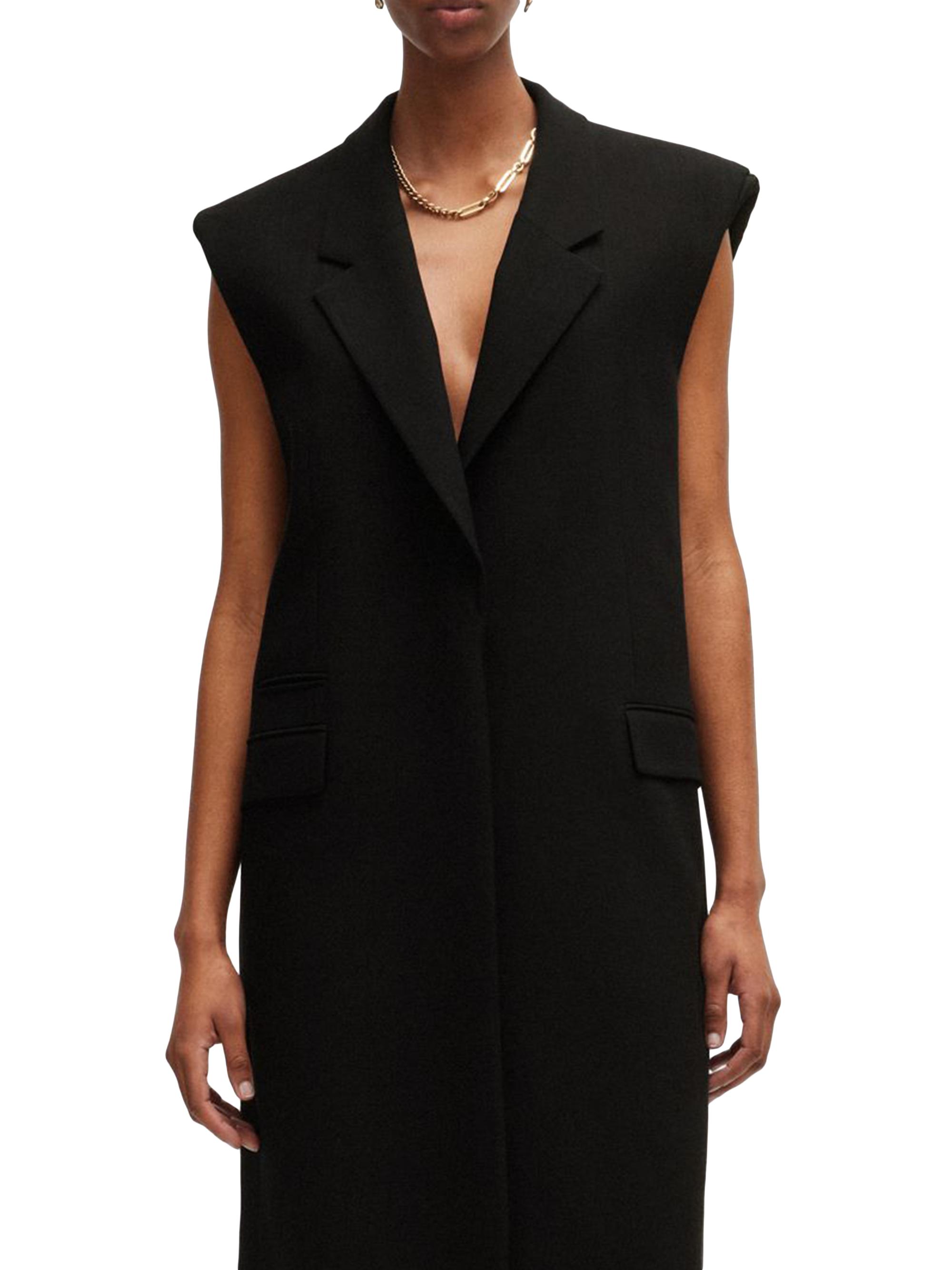 BOSS Women's Sleeveless Jacket with Concealed Closure and Signature Lining - Black