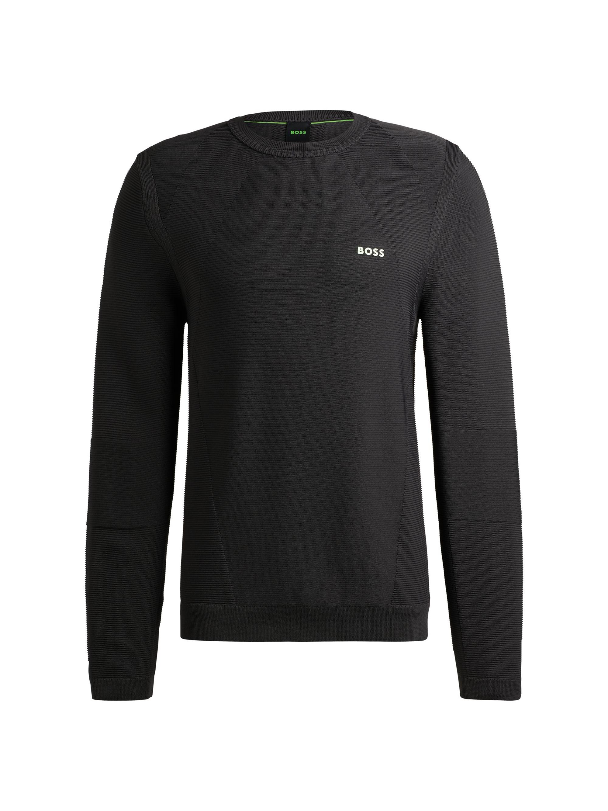 BOSS Men's Regular-Fit Sweater with Contrast Logo - Anthracite