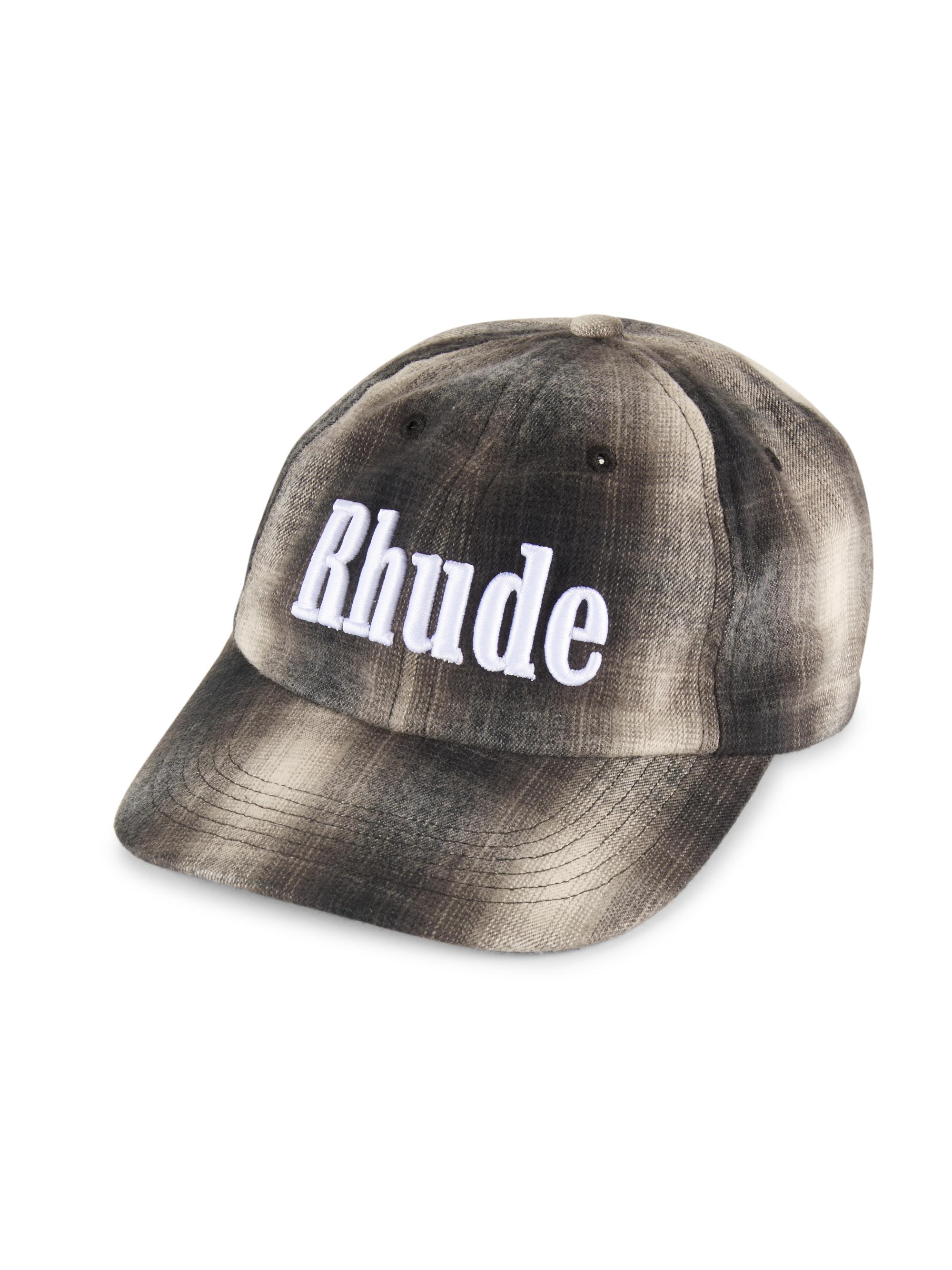 Rhude Men's Logo Flannel 6-Panel Hat - Black Grey
