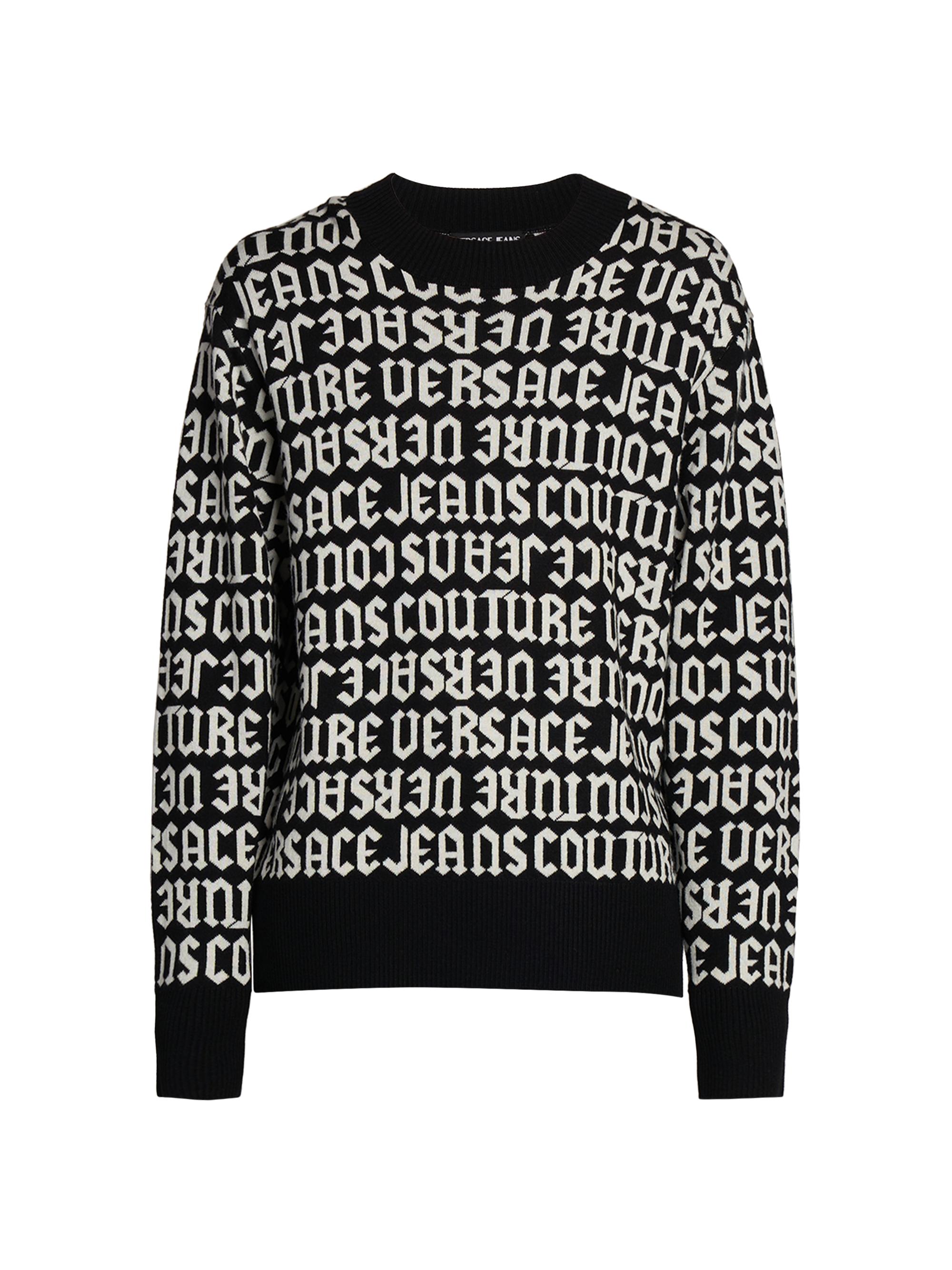 Versace Jeans Couture Men's Logo Wool-Blend Sweater - Black White