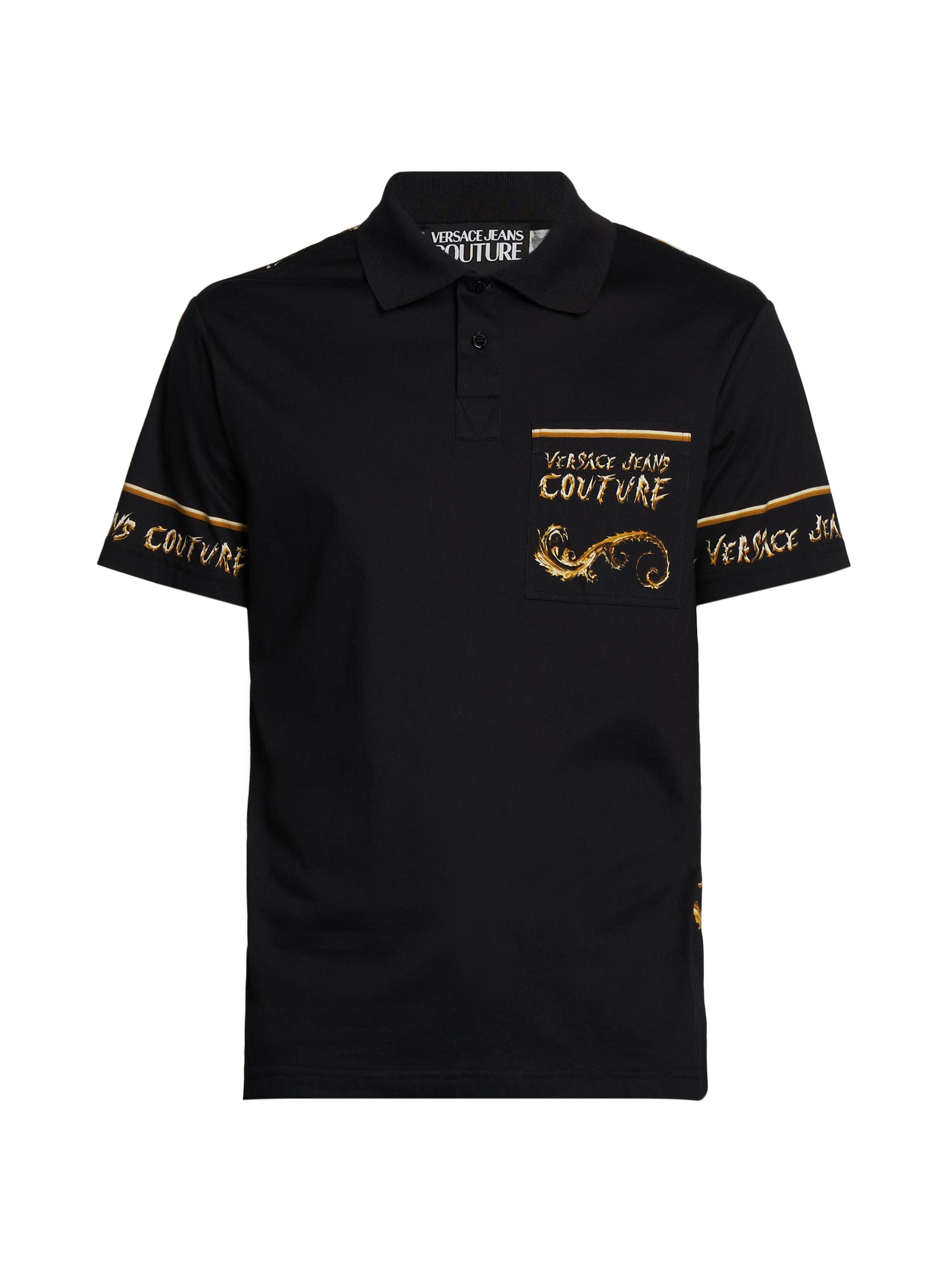 Versace Jeans Couture Men's Logo Cotton Polo Shirt - Black Gold