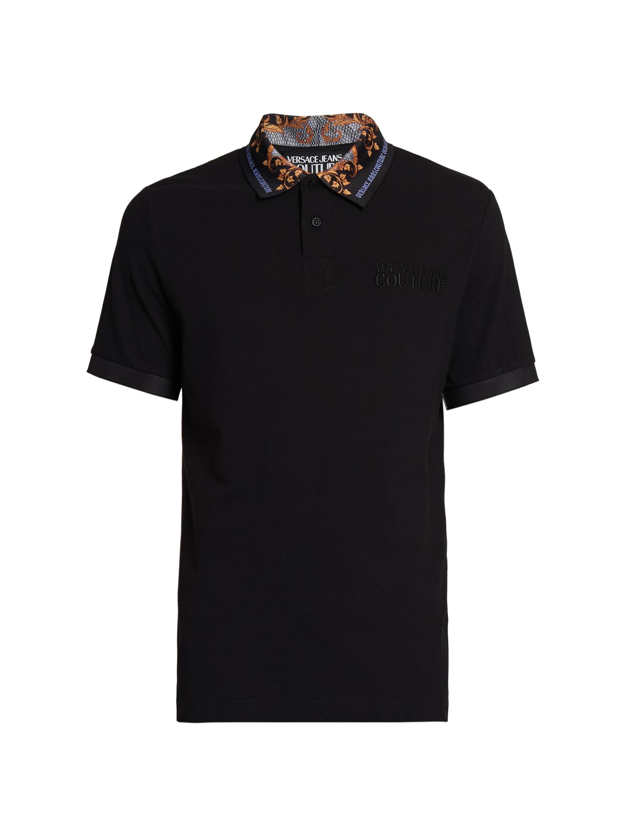 Versace Jeans Couture Men's Logo-Embroidered Cotton Polo Shirt - Black