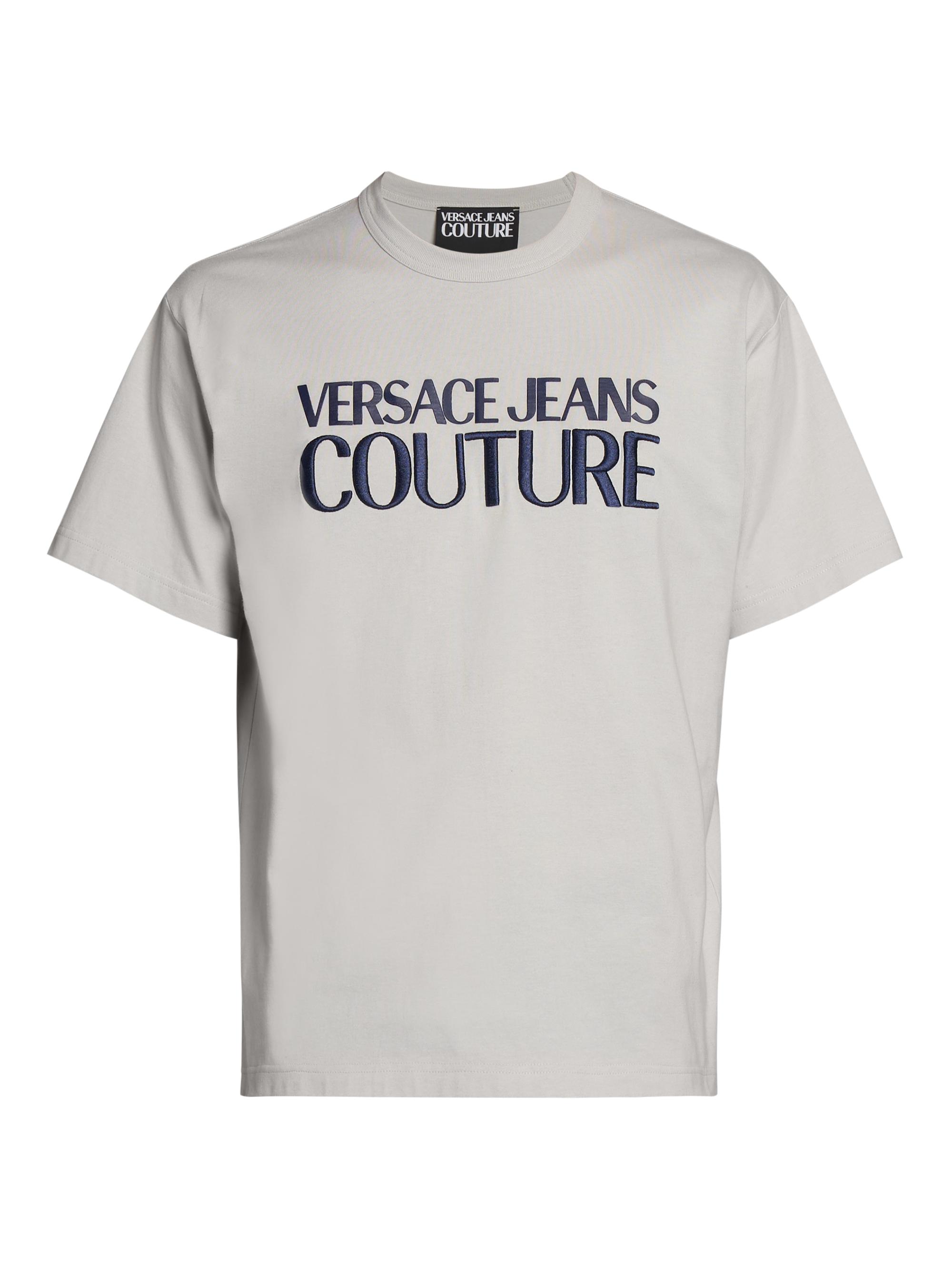 Versace Jeans Couture Men's Logo-Embroidered Cotton T-Shirt - Ice Grey
