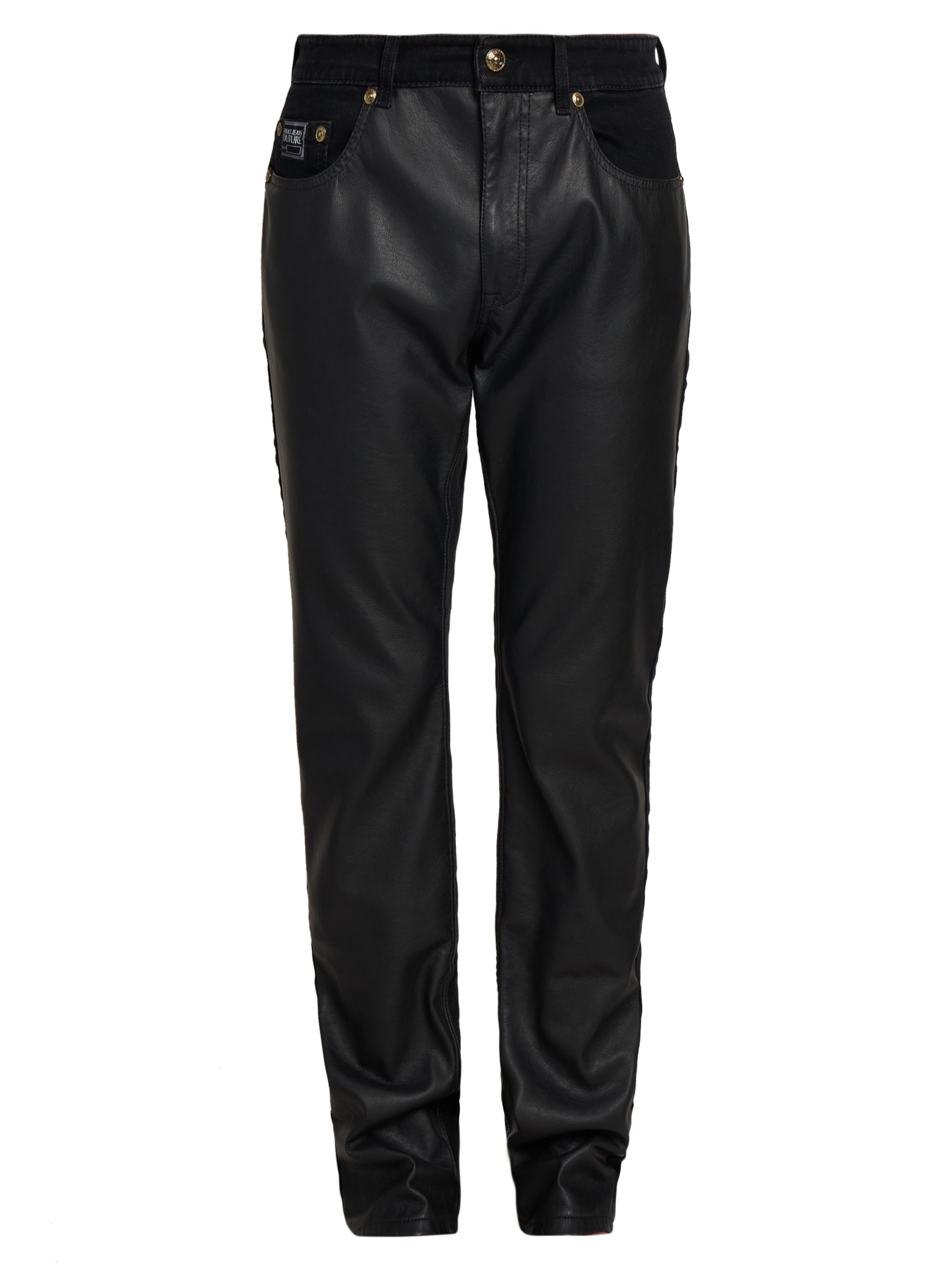 Versace Jeans Couture Men's Faux Leather Five-Pocket Pants - Black