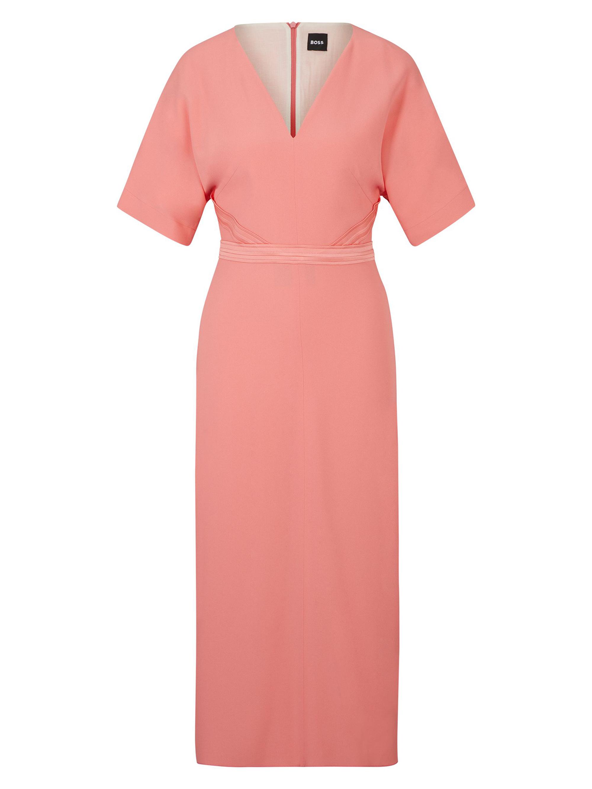 BOSS Women's V-Neck Dress with Waist Detail - Pink