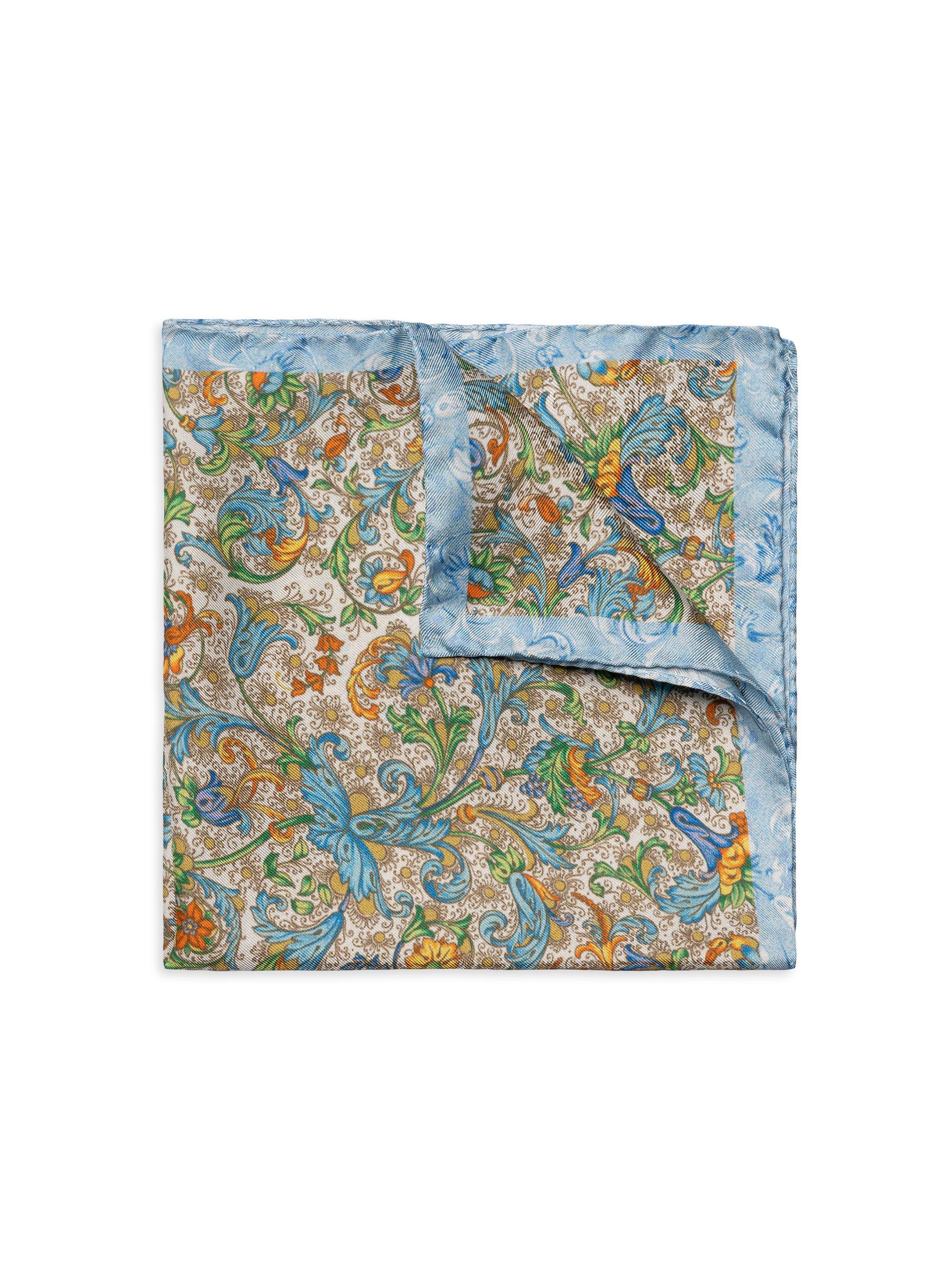 Eton Men's Floral Silk Pocket Square - White