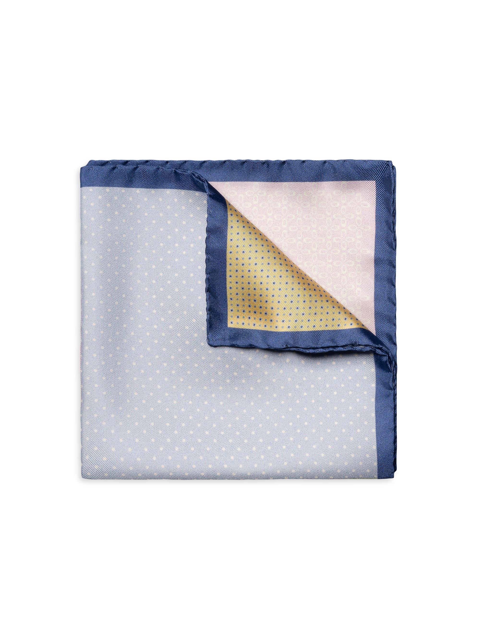 Eton Men's Four-Sided Silk Pocket Square - Blue