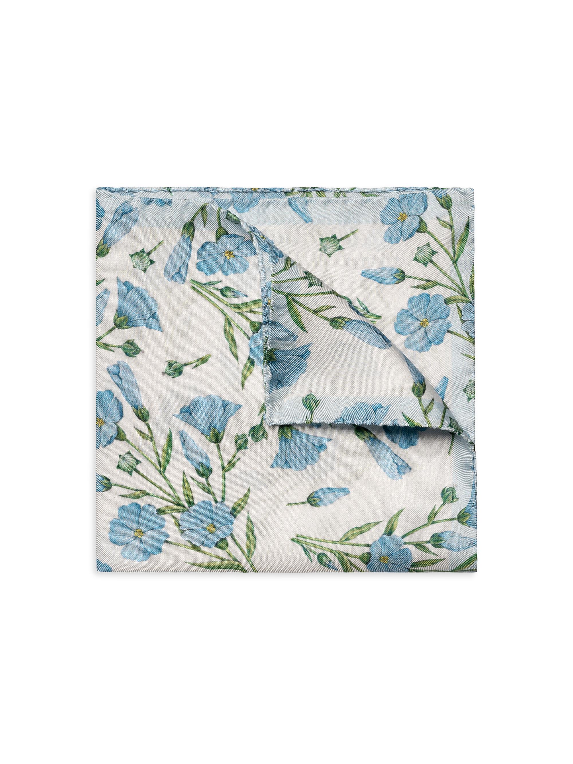 Eton Men's Floral Silk Pocket Square - White