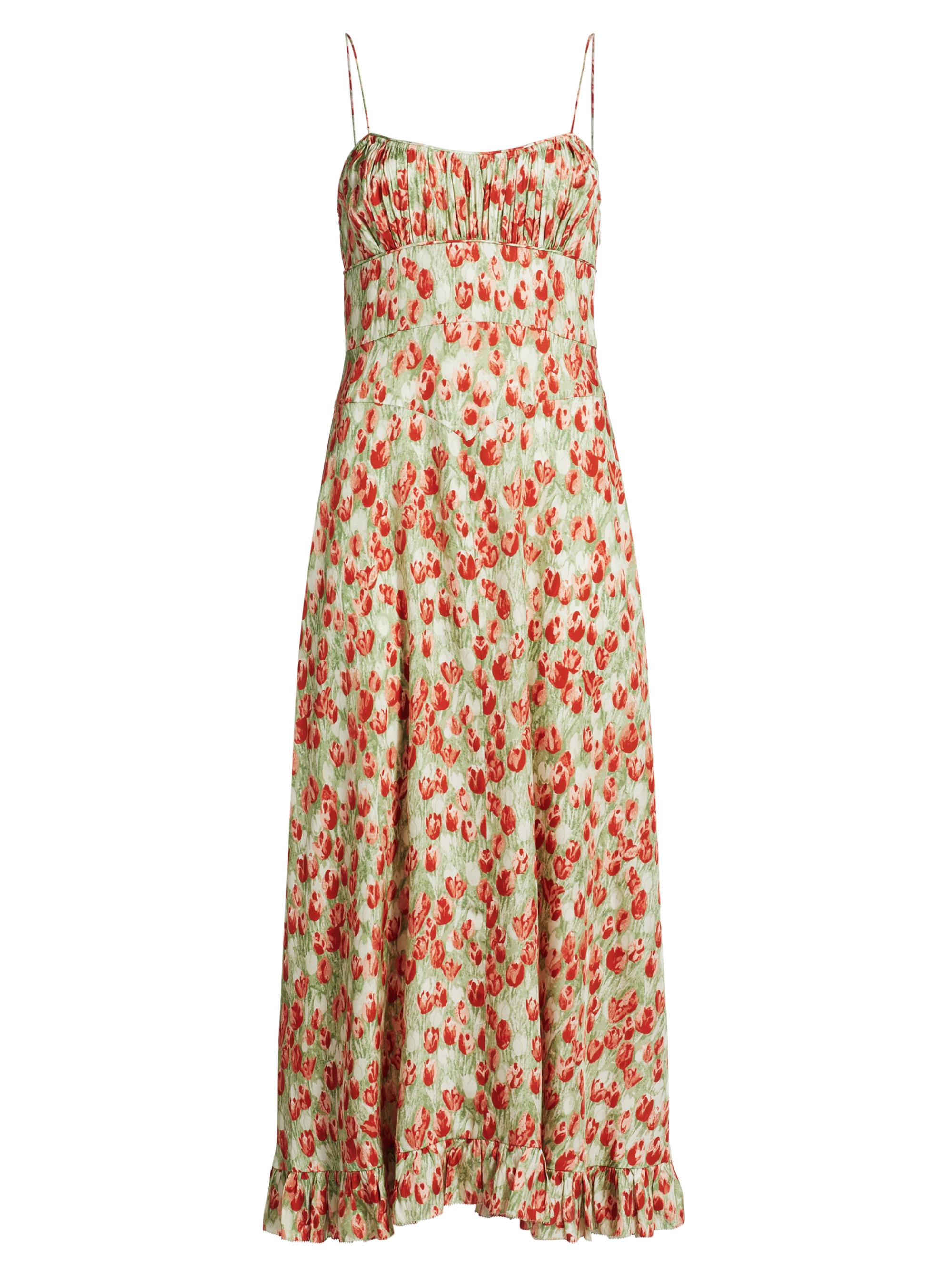 DÔEN Women's Rosaria Floral Silk-Blend Midi-Dress - Tulip Fields