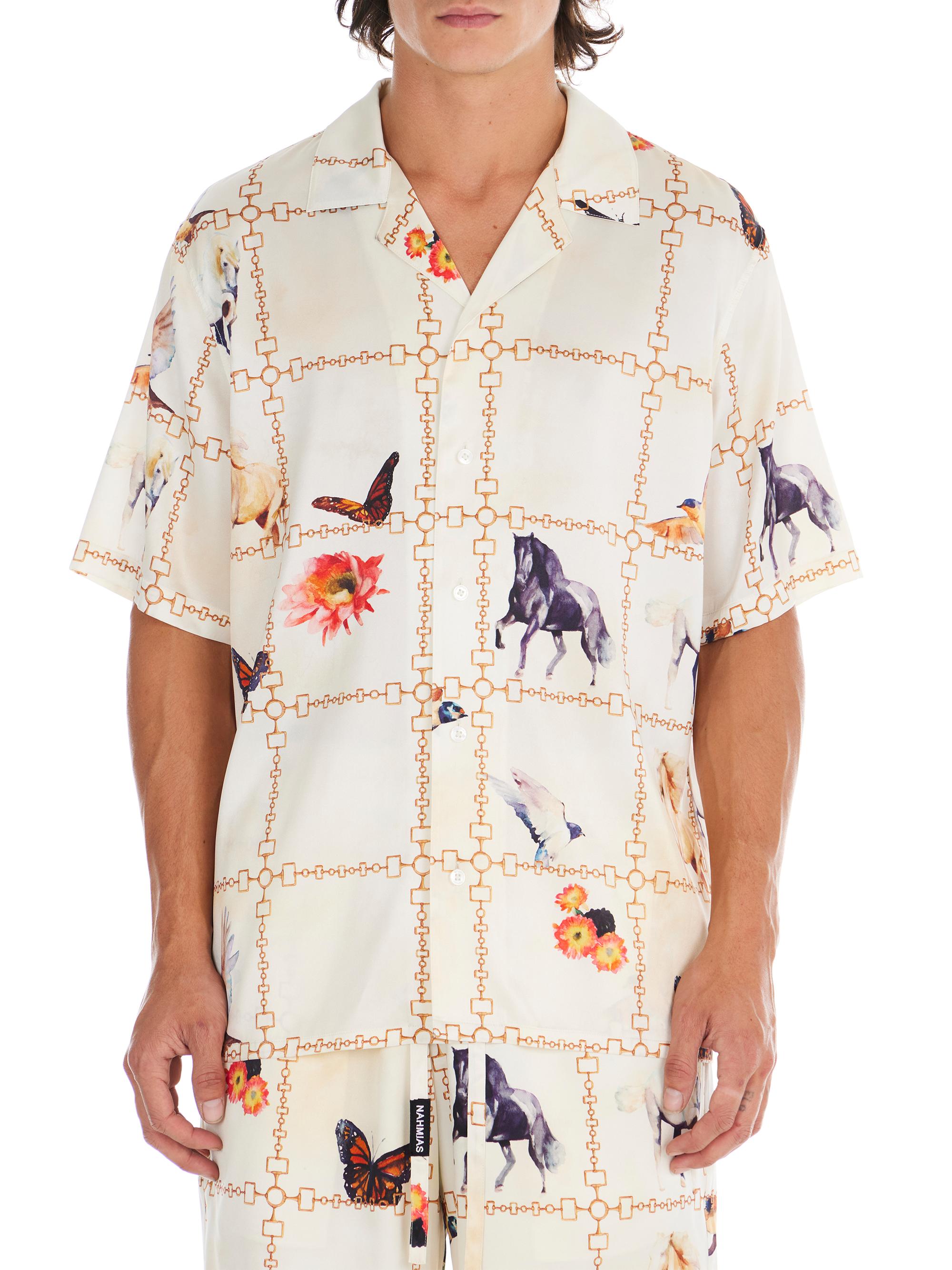 Nahmias Men's Wildlife Silk Short-Sleeve Shirt - Wildlife Print