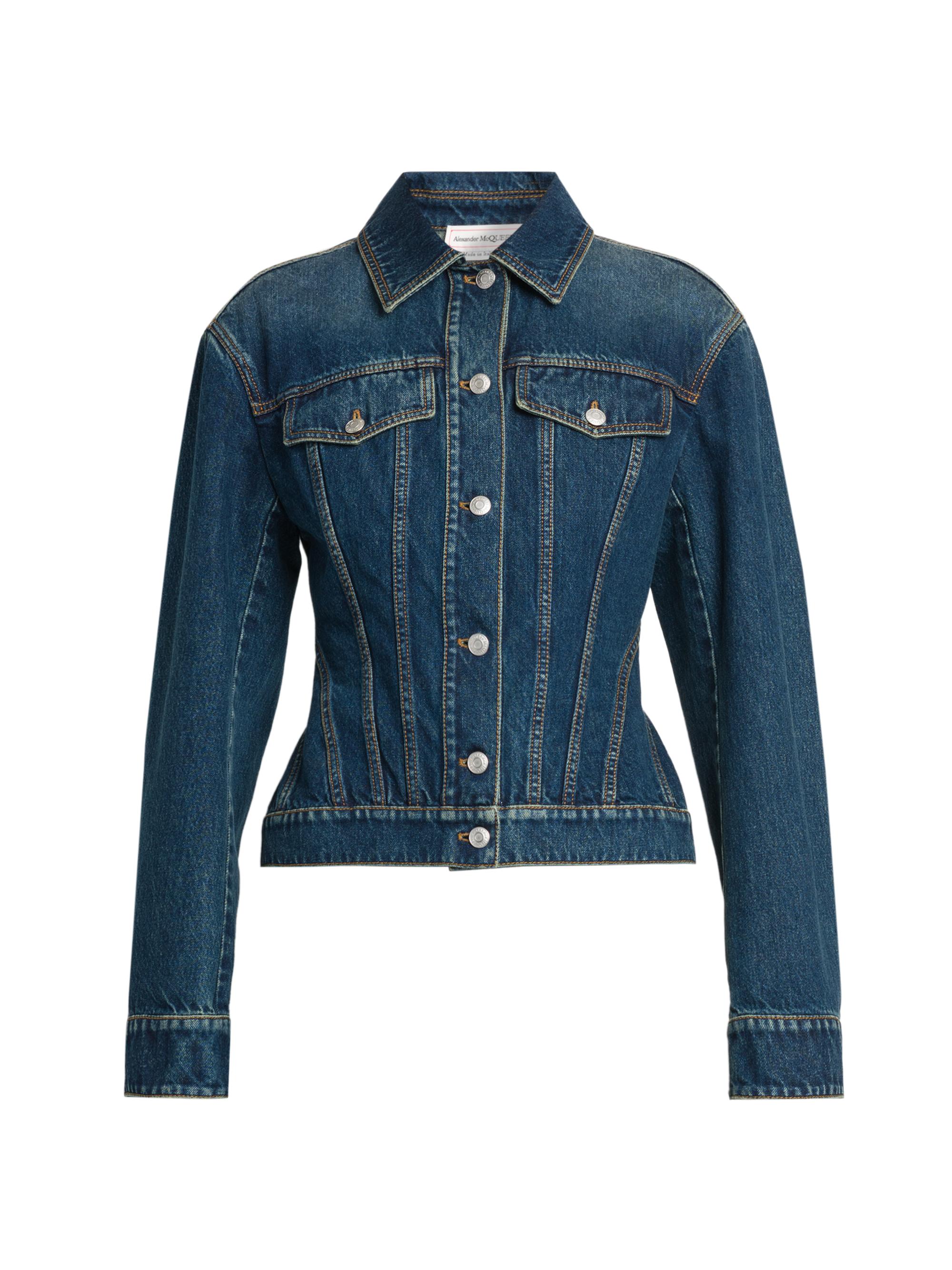 McQueen Women's Tailored Denim Jacket - Dark Stonewash