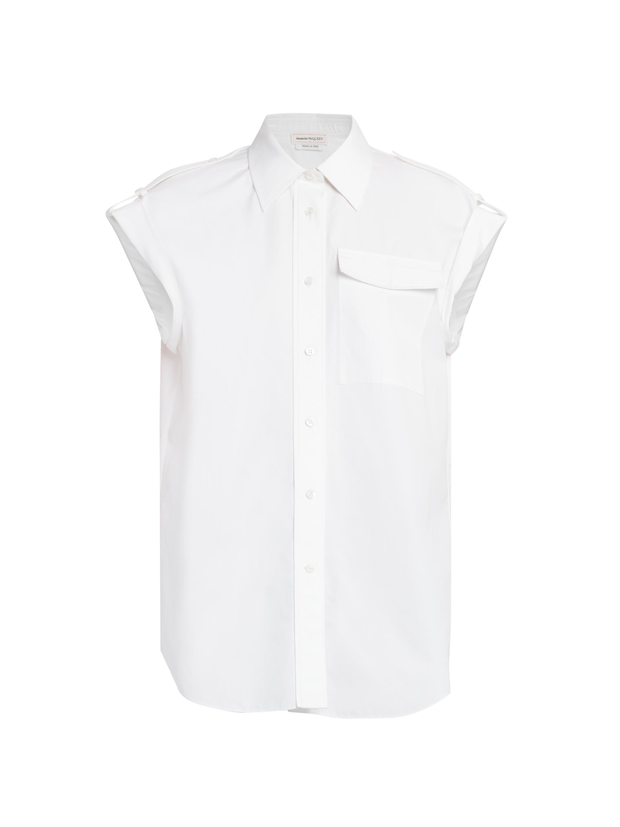 McQueen Women's Poplin Cap-Sleeve Shirt - Optical White
