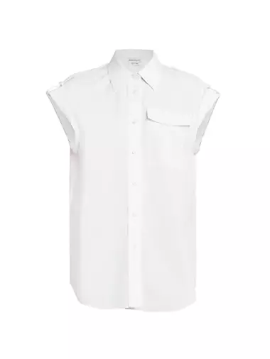 Poplin Cap-Sleeve Shirt