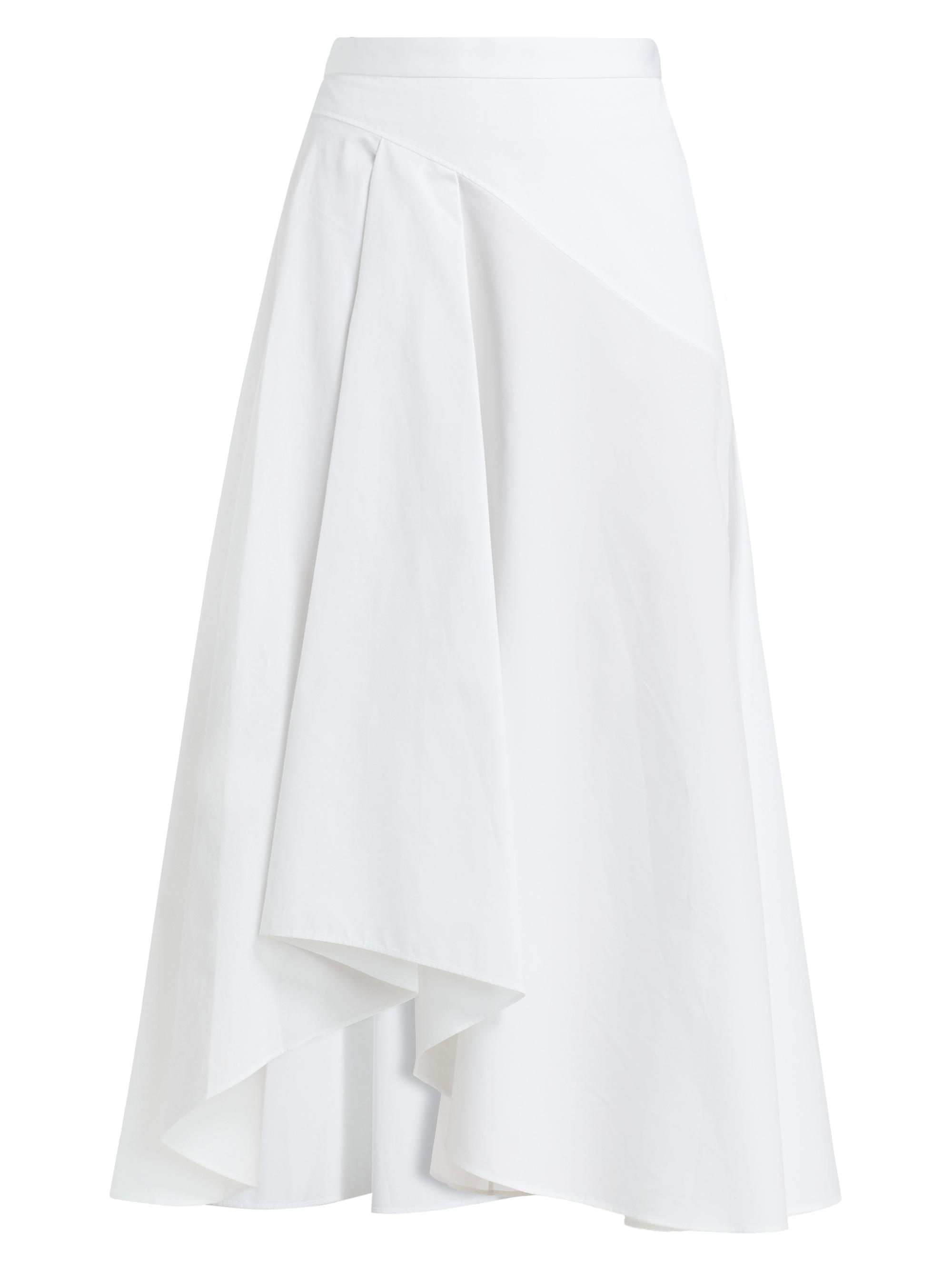 McQueen Women's Asymmetric Cotton Midi-Skirt - Optical White