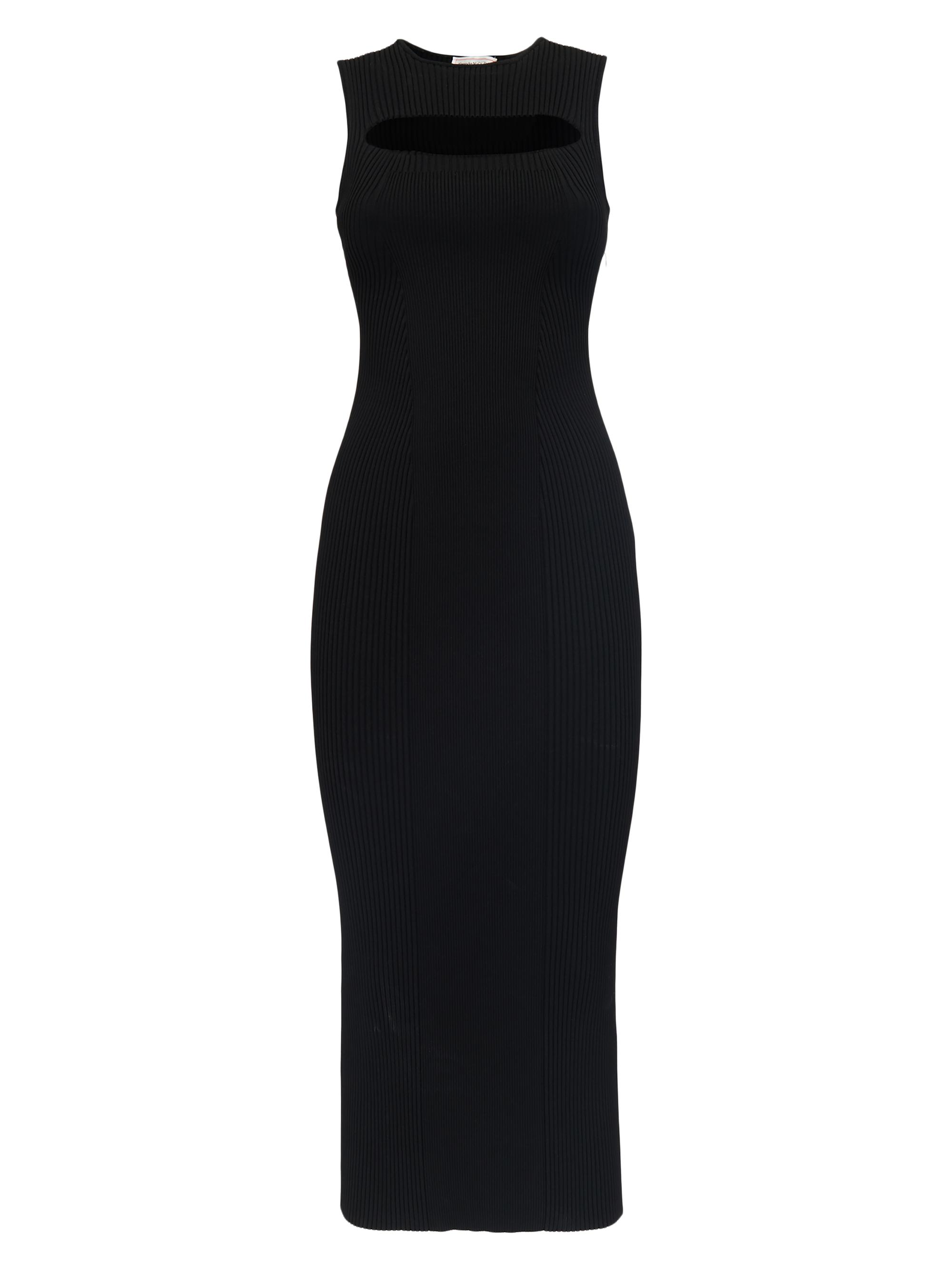 McQueen Women's Cut-Out Knit Midi-Dress - Black