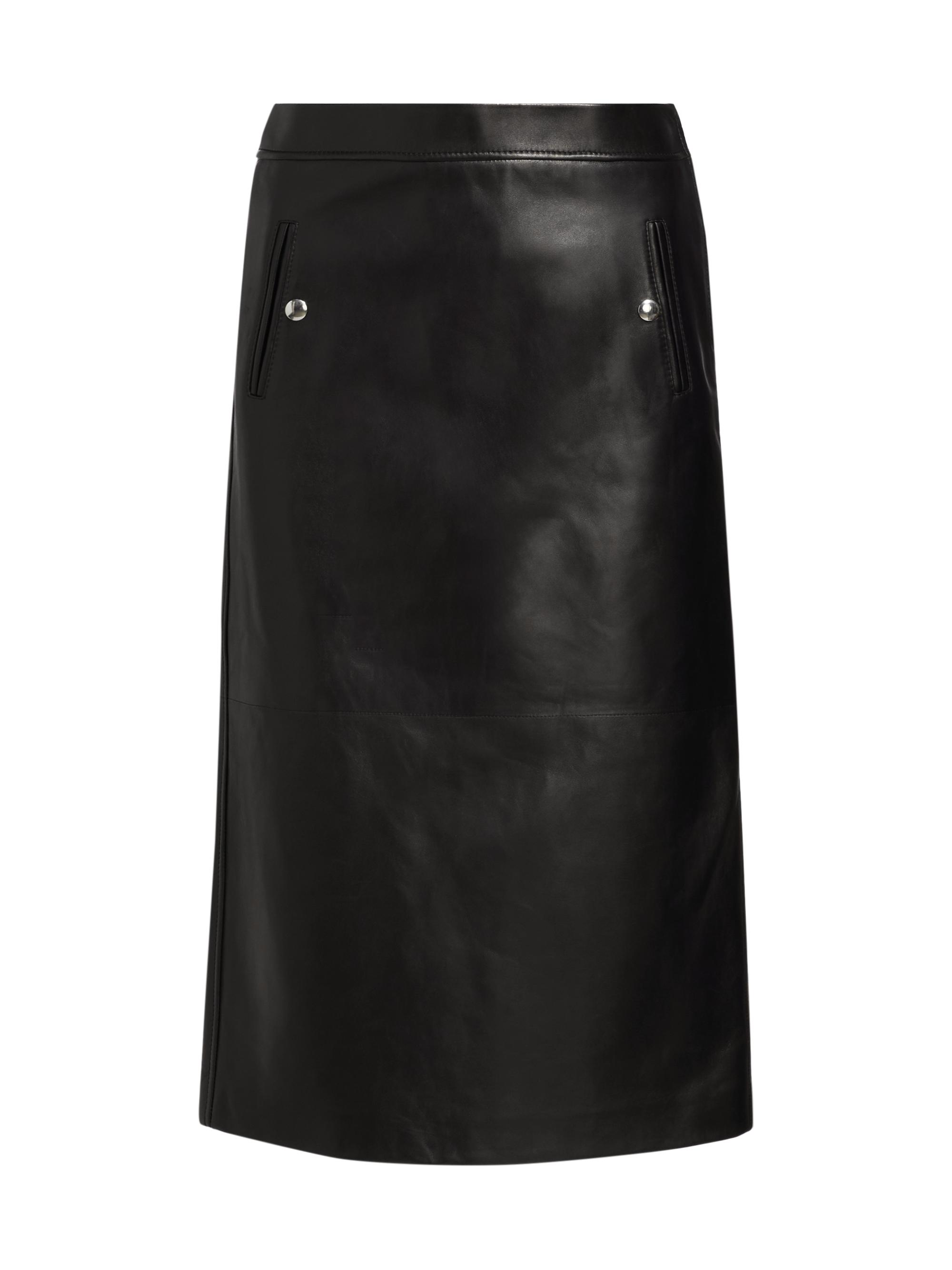 McQueen Women's Snap Leather Midi-Skirt - Black