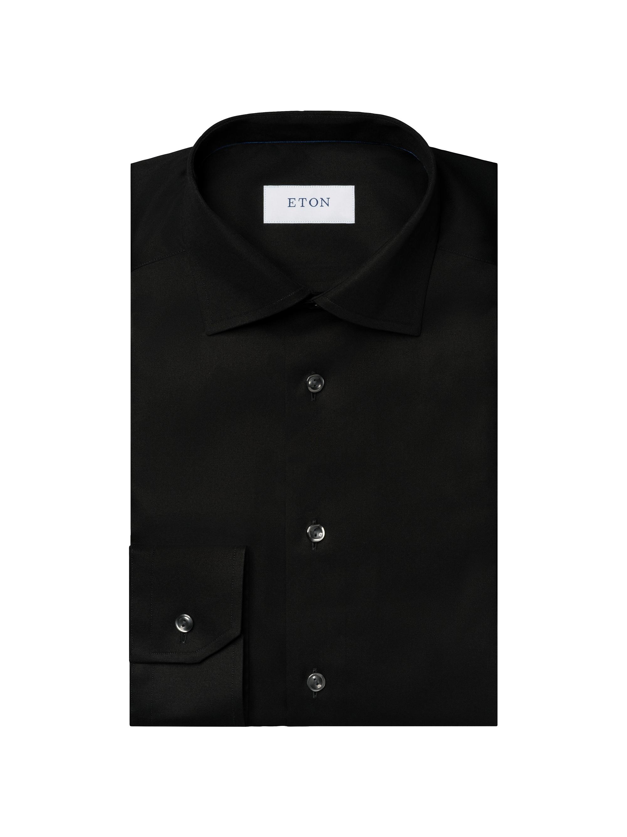 Eton Men's Cotton-Twill Slim-Fit Dress Shirt - Black
