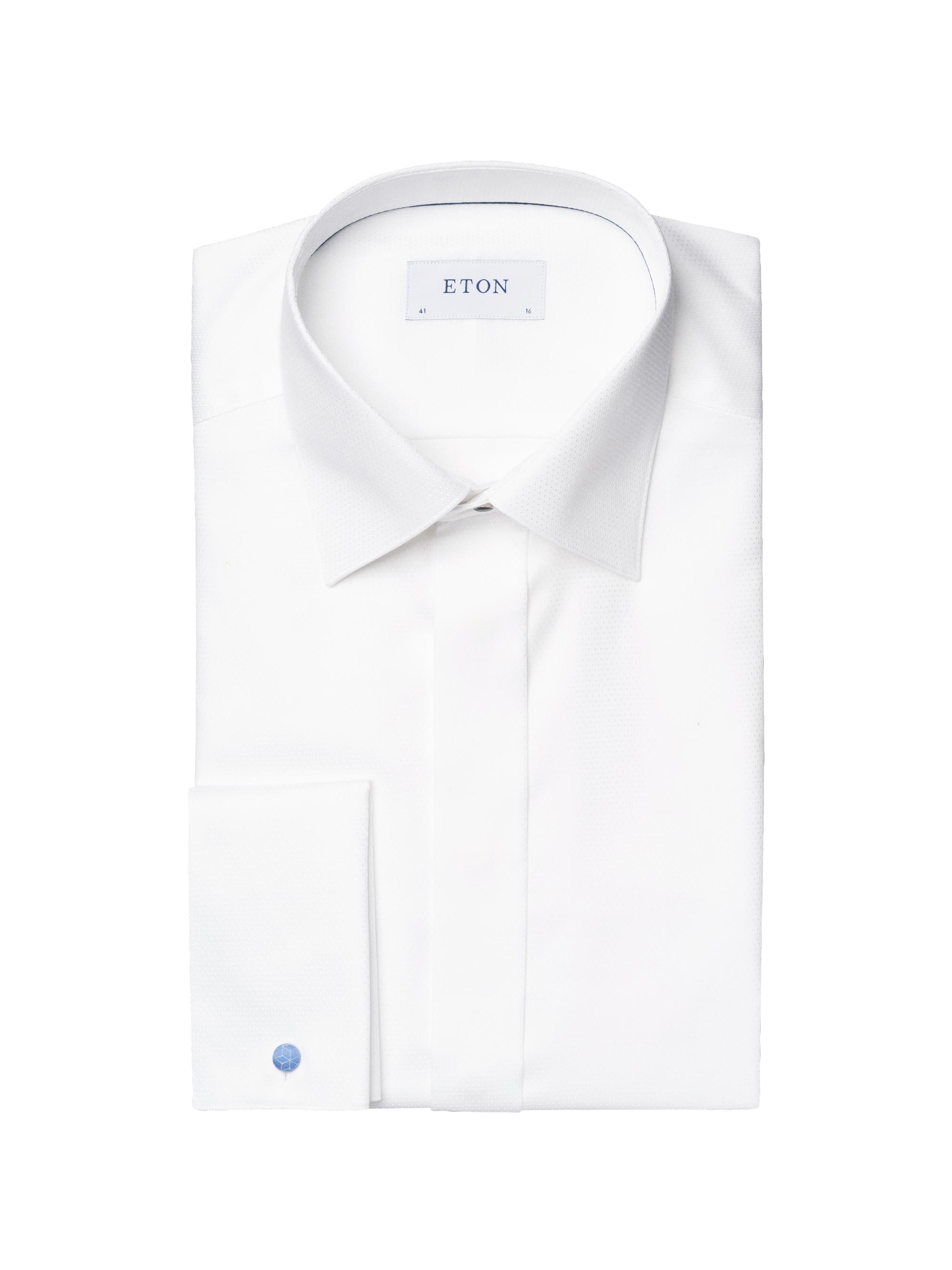 Eton Men's Slim-Fit Diamond-Weave Cotton Formal Shirt - White