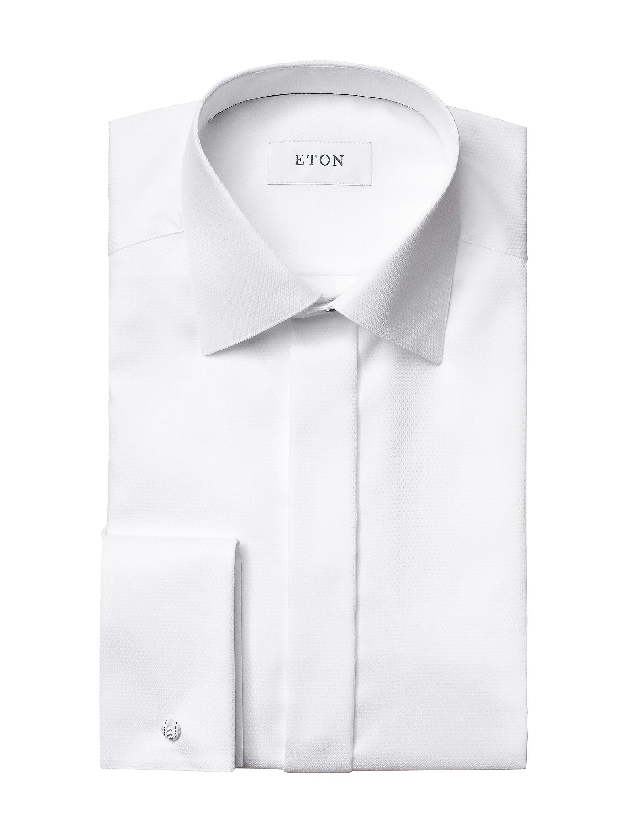 Eton Men's Contemporary-Fit Diamond-Weave Formal Shirt - White