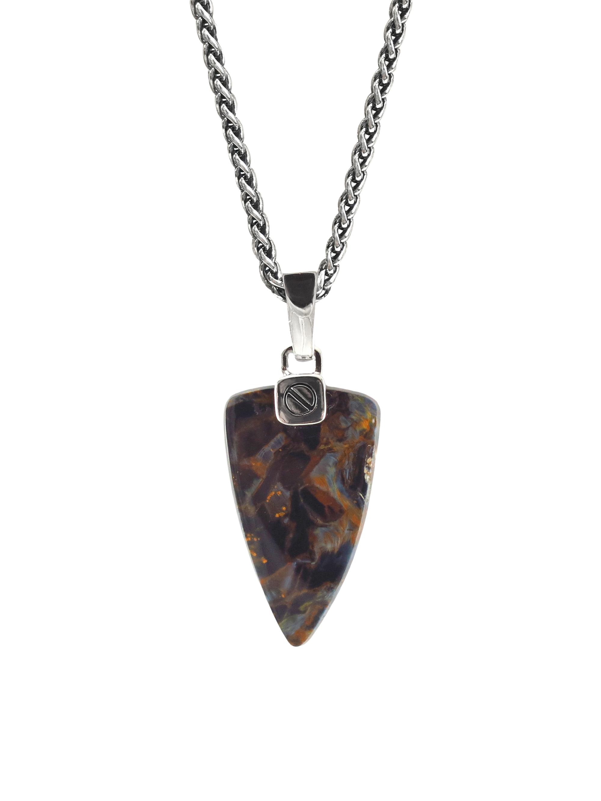 Jan Leslie Men's Pietersite & Sterling Silver Arrow Pendant Necklace - Brown