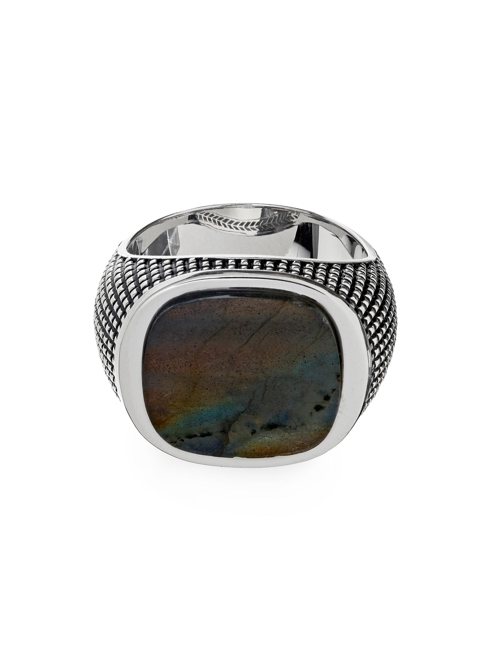 Jan Leslie Men's Labradorite & Sterling Silver Signet Ring - Gray