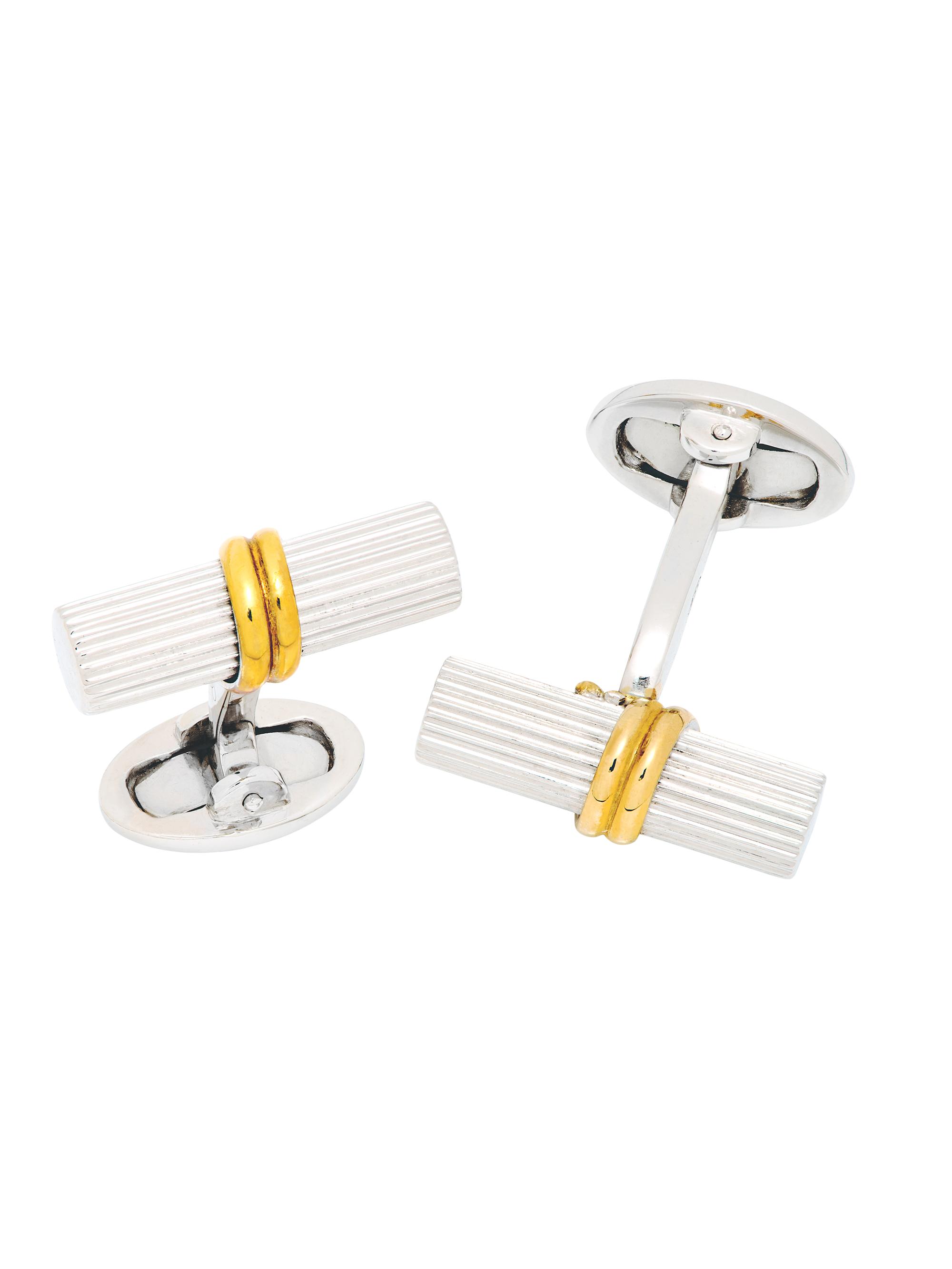 Jan Leslie Men's 18K Gold Vermeil Tube Sterling Silver Cufflinks - Two Tone