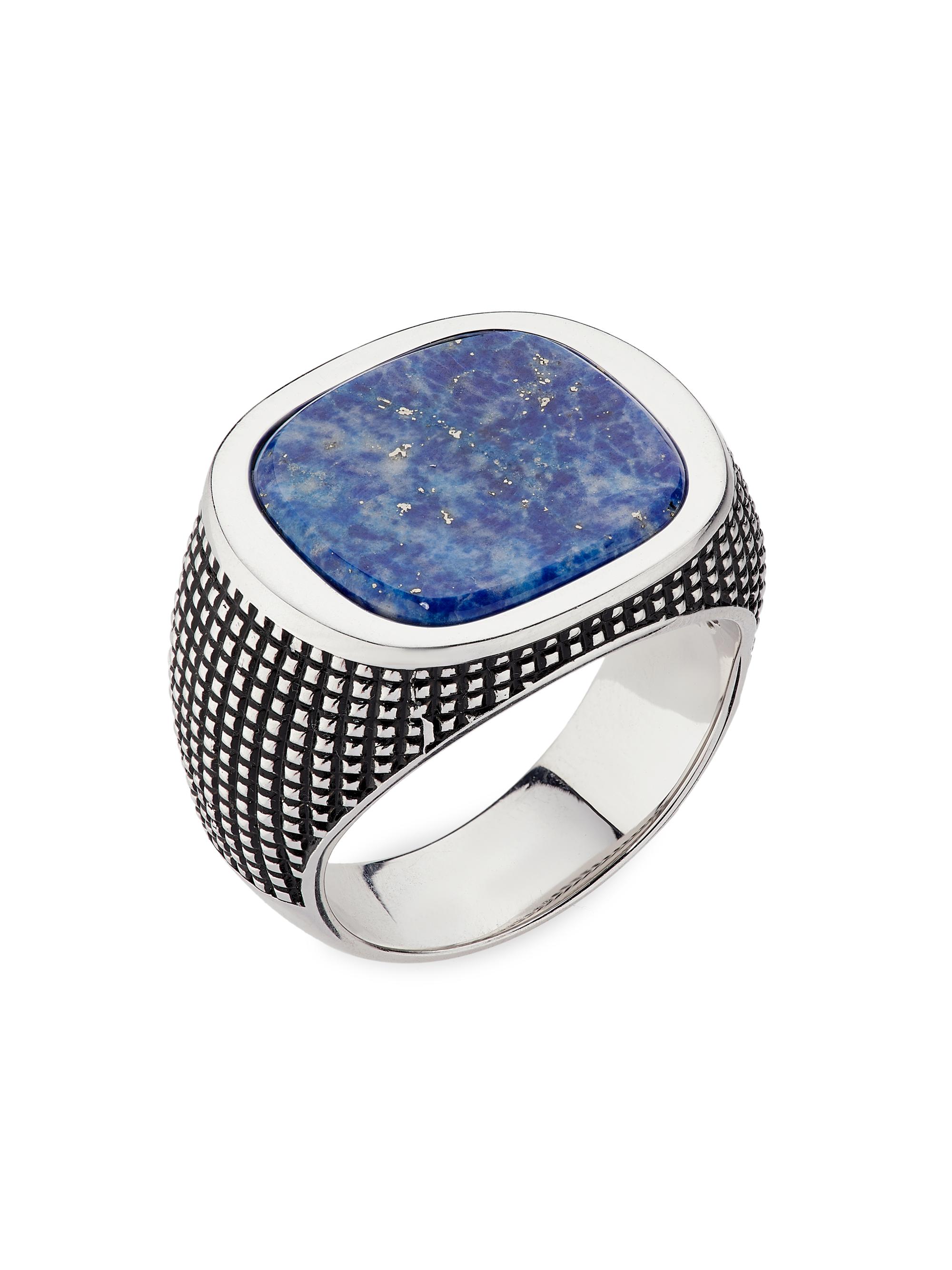 Jan Leslie Men's Lapis & Sterling Silver Signet Ring - Blue