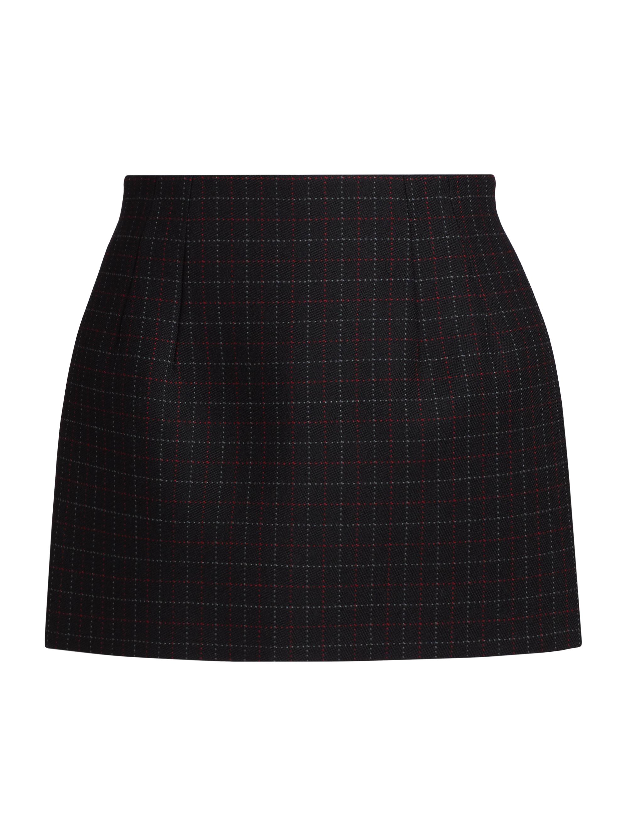 WARDROBE.NYC Women's Contour Check Wool Miniskirt - Black Check