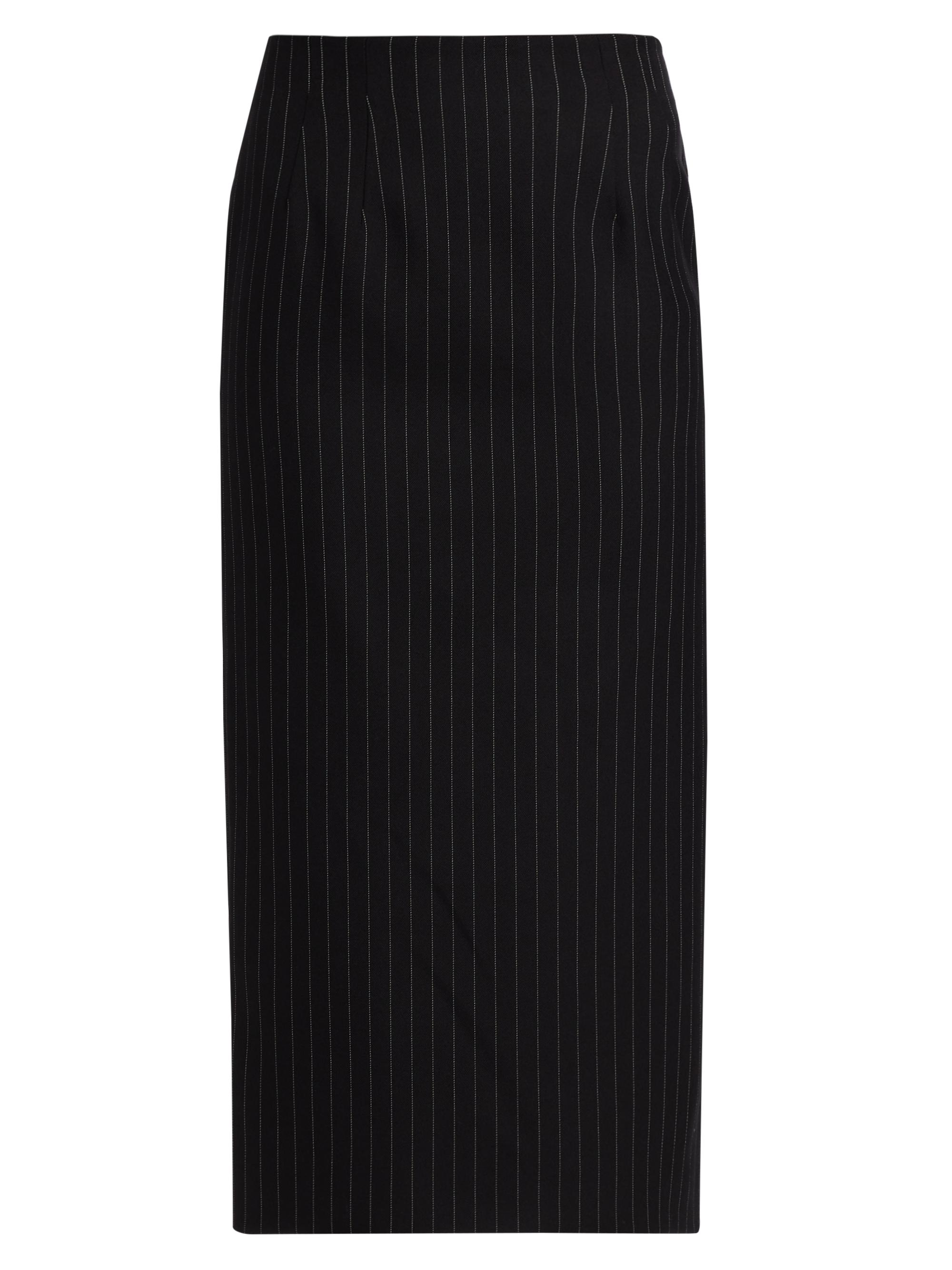 WARDROBE.NYC Women's Contour Wool Midi-Skirt - Black Pin Stripe