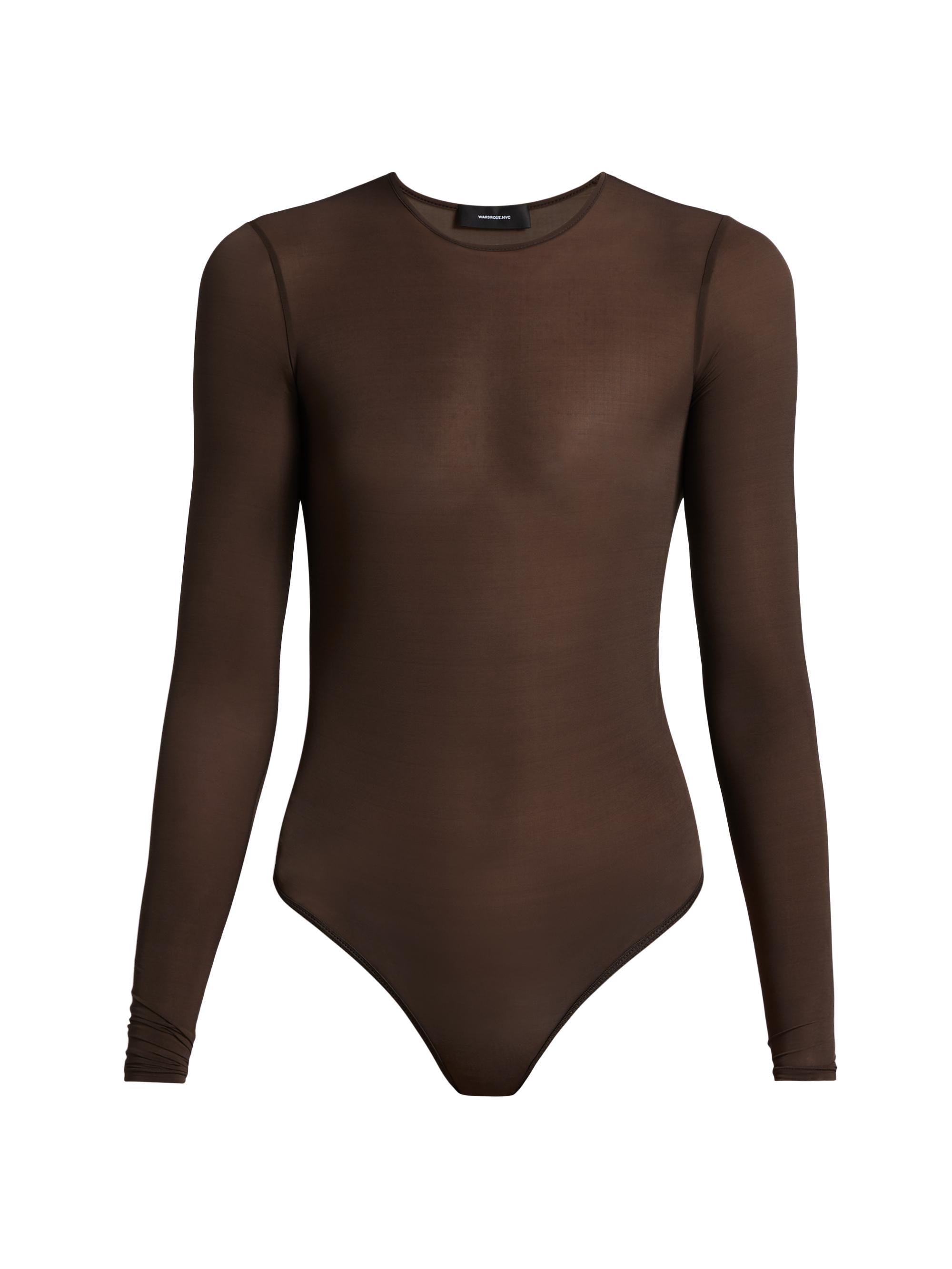 WARDROBE.NYC Women's Sheer Crewneck Bodysuit - Red