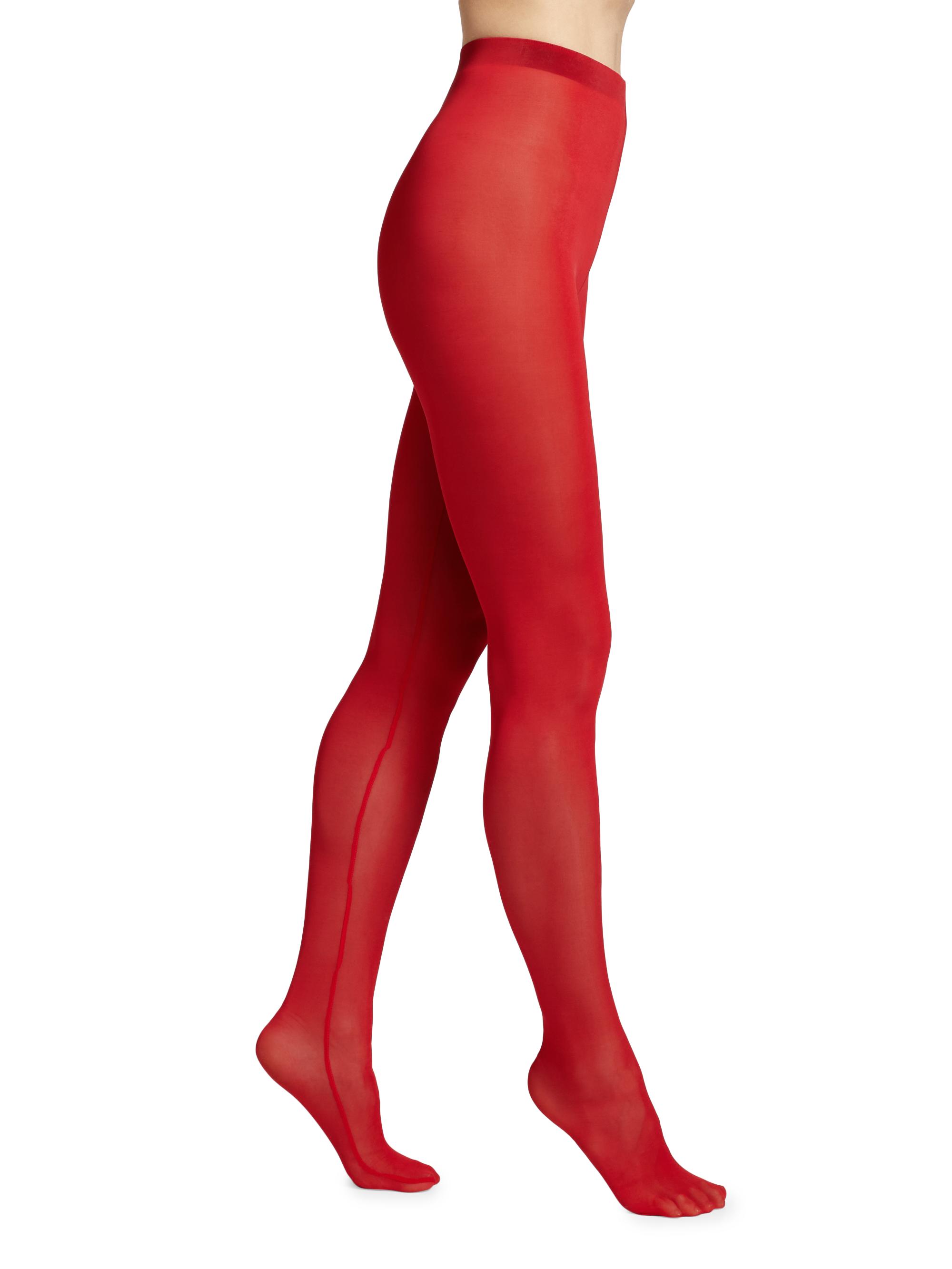 WARDROBE.NYC Women's Sheer High-Waisted Tights - Red