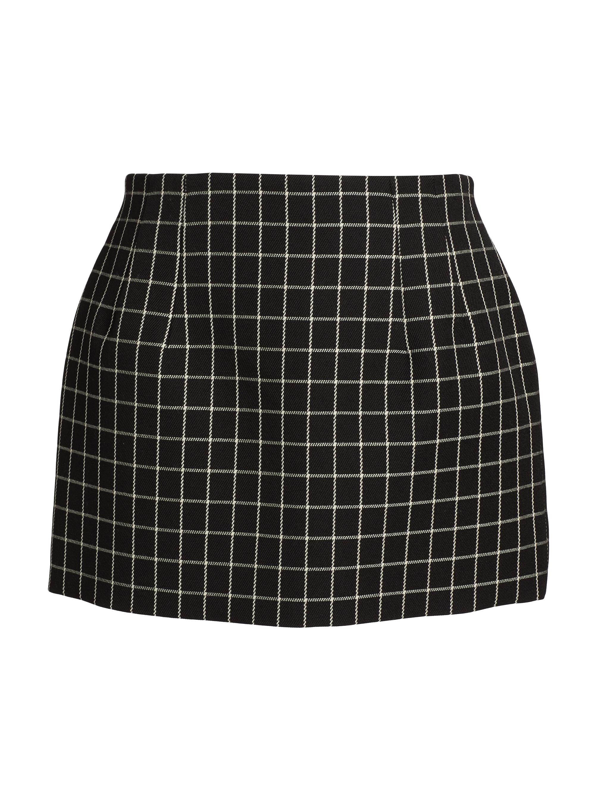 WARDROBE.NYC Women's Contour Wool Miniskirt - Black Plaid