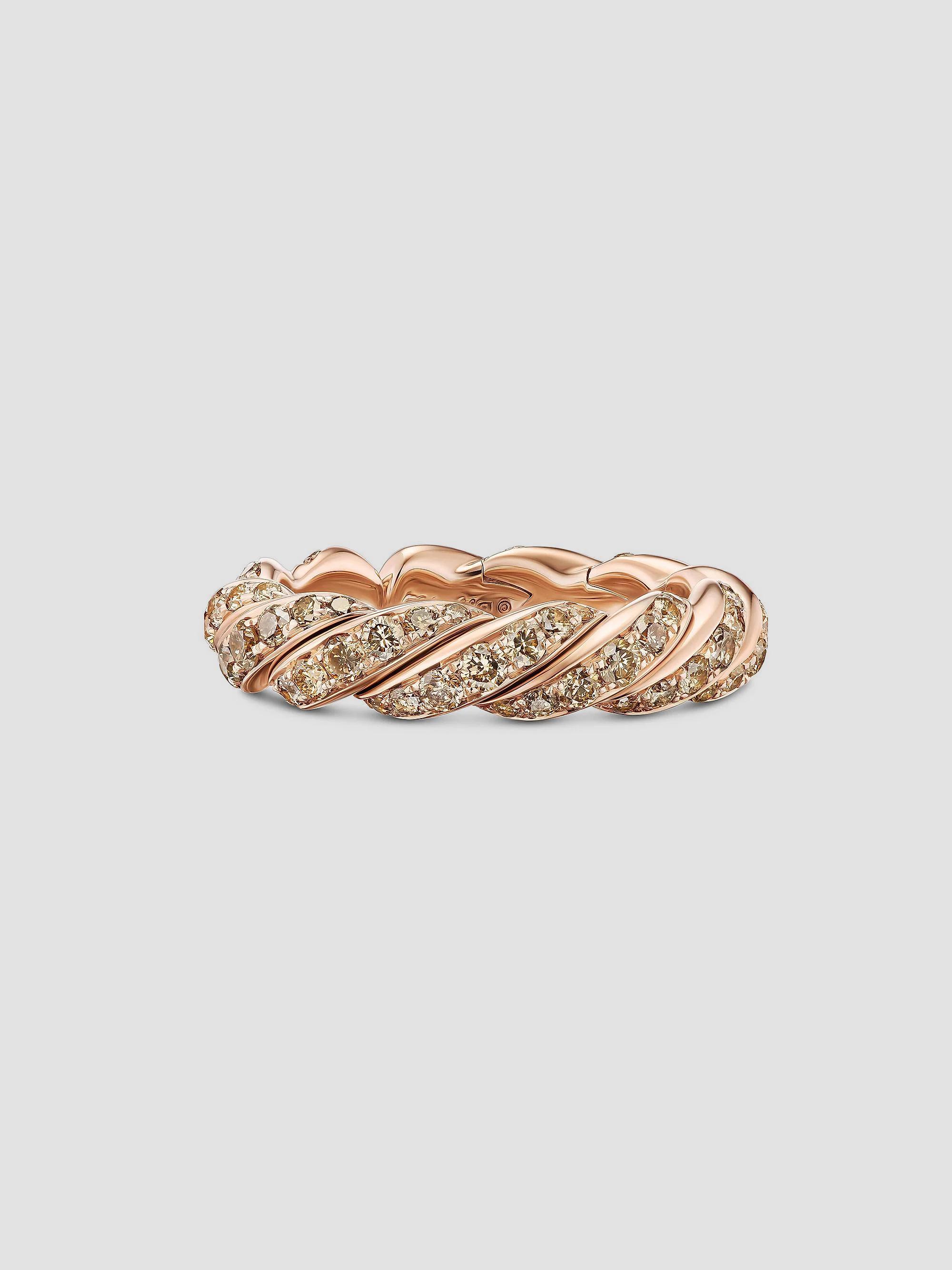 David Yurman Women's Pavéflex Band Ring in 18K Rose Gold - Cognac Diamond - Size 5