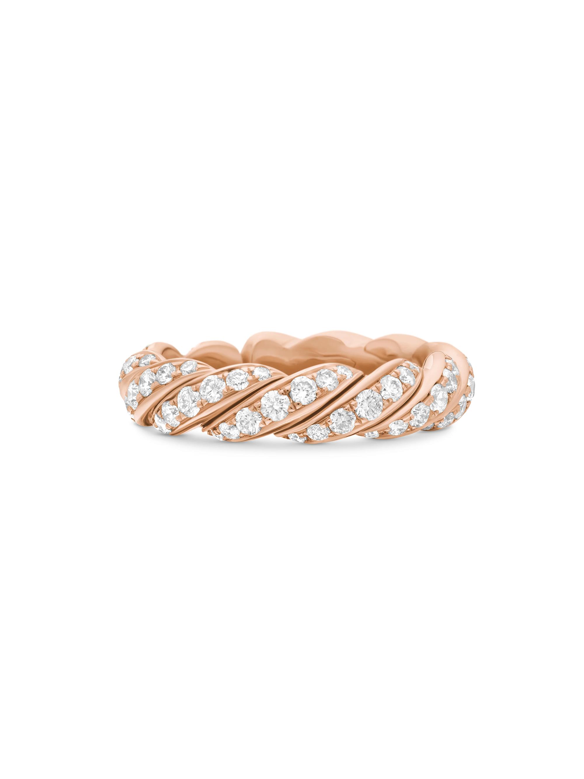 David Yurman Women's Pavéflex Band Ring in 18K Rose Gold - Cognac Diamond