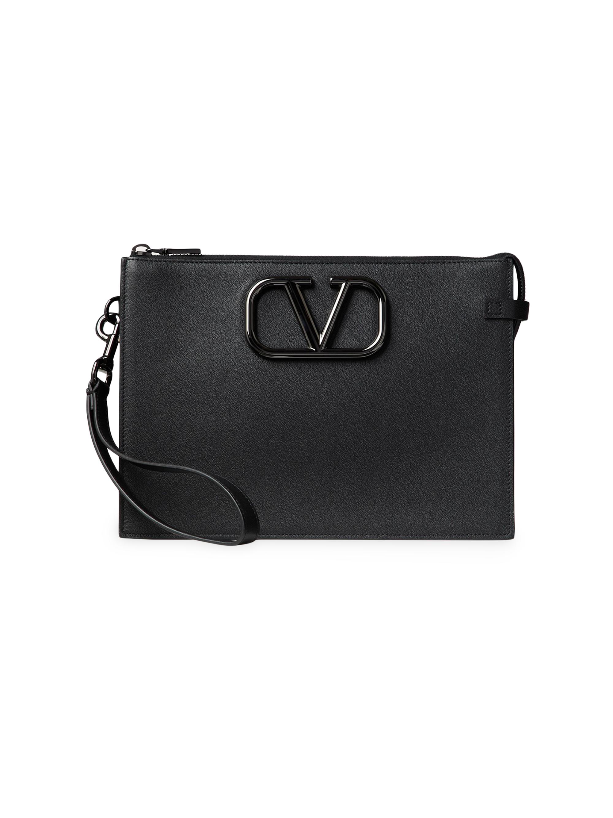 Valentino Garavani Men's VLogo Signature Calfskin Pouch - Black