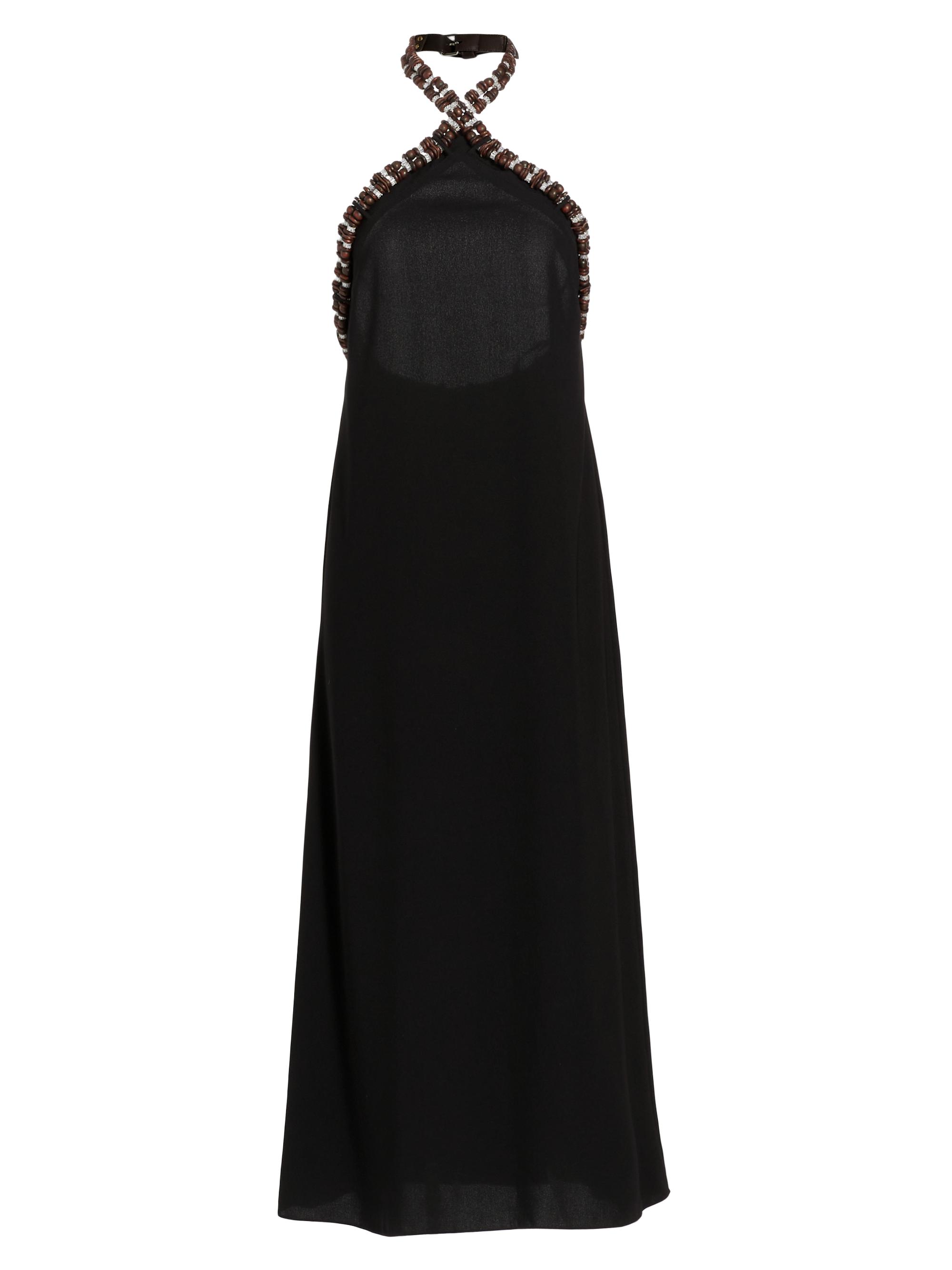 16Arlington Women's Vette Beaded Halter Midi-Dress - Nero