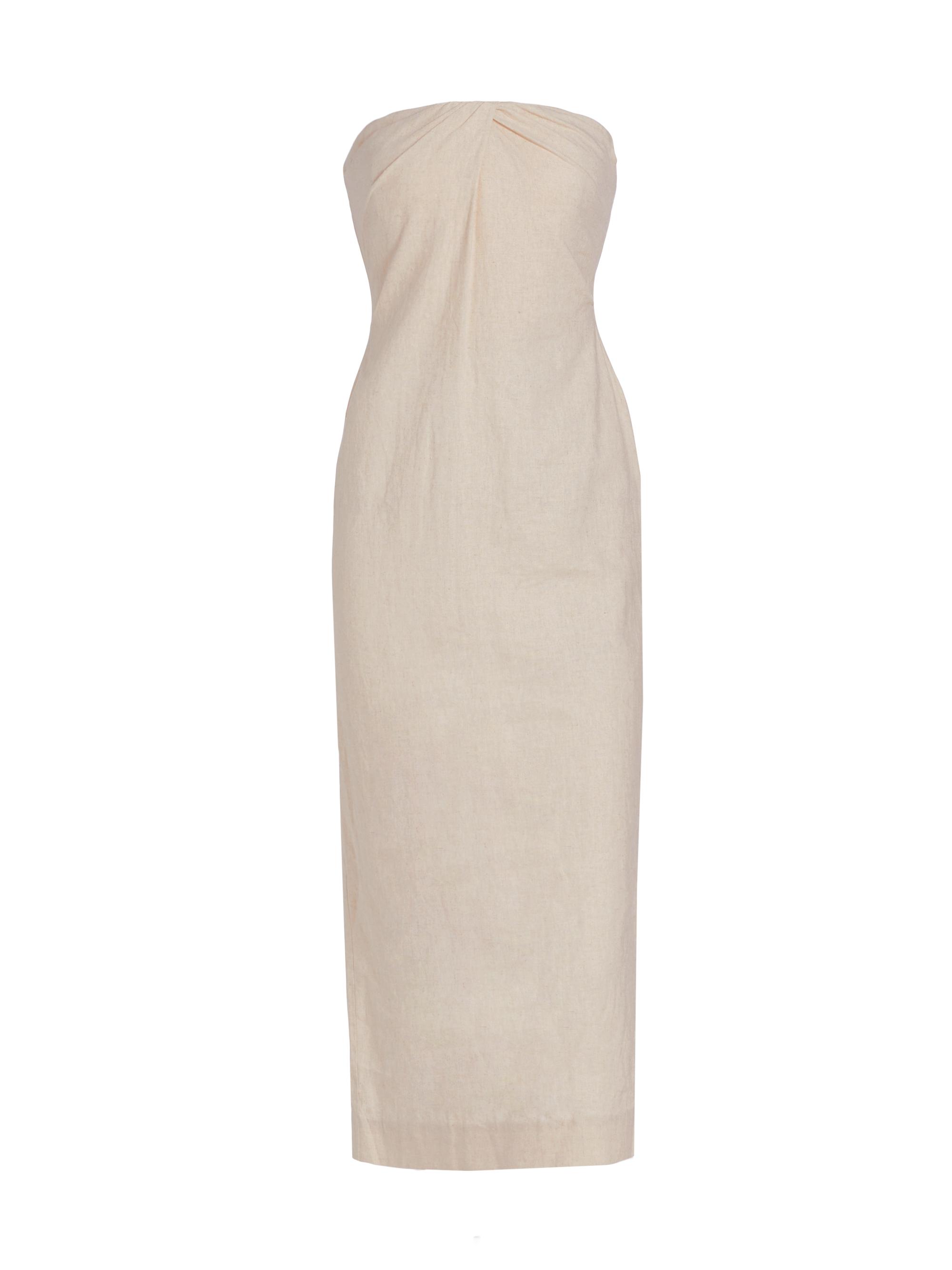 16Arlington Women's Evora Linen-Blend Strapless Midi-Dress - Sabbia