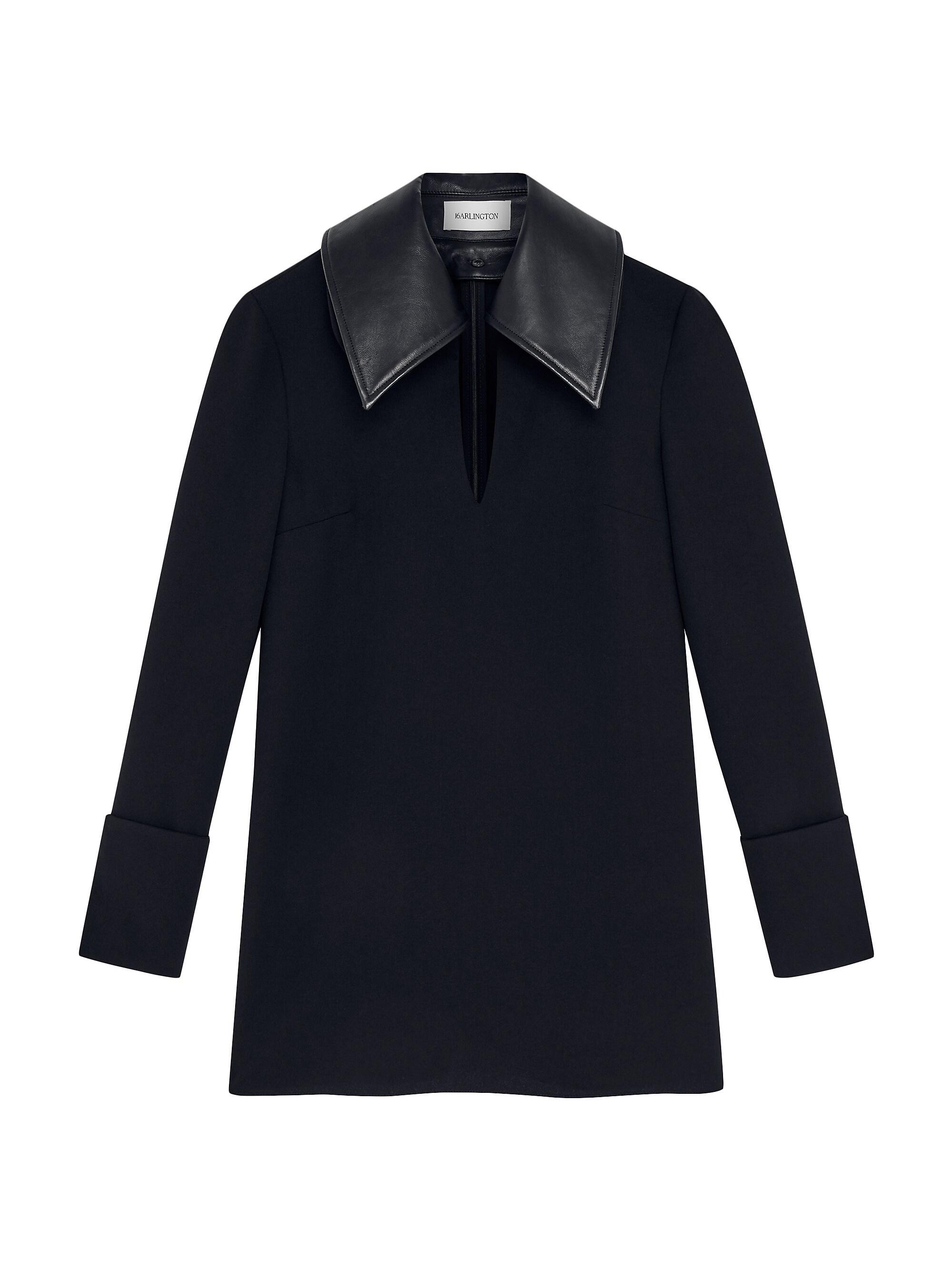 16Arlington Women's Dante Leather-Collar Minidress - Nero