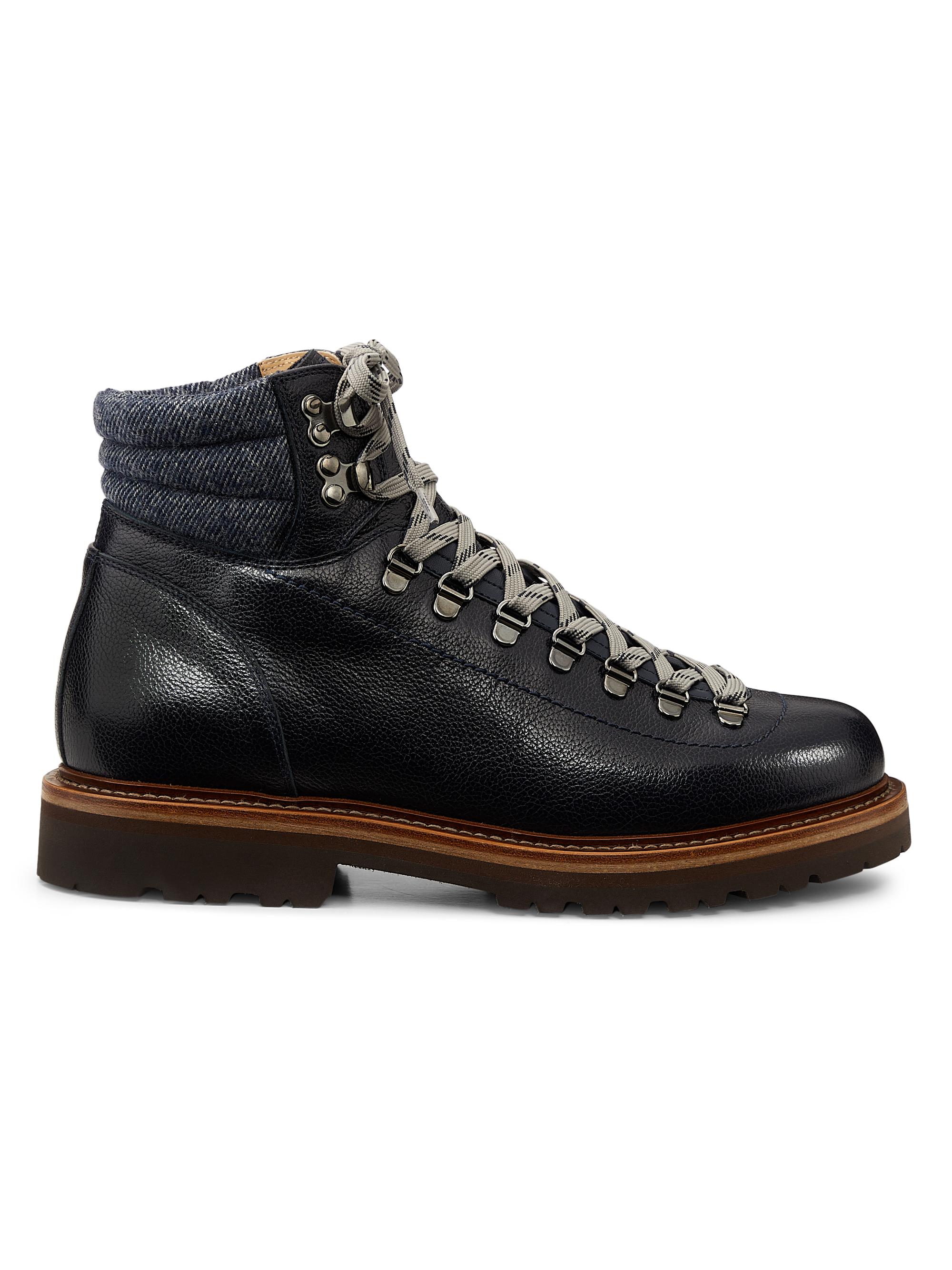 Brunello Cucinelli Men's Leather Ankle Boots - Navy