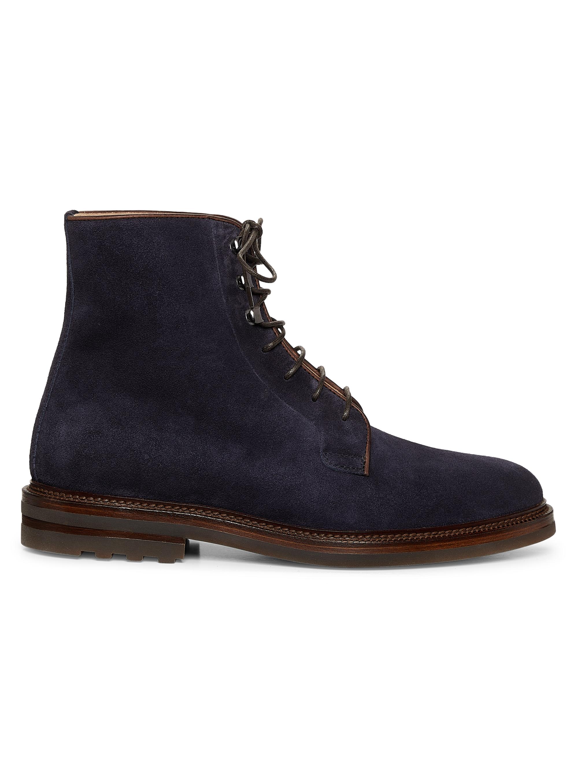 Brunello Cucinelli Men's Leather Ankle Boots - Navy